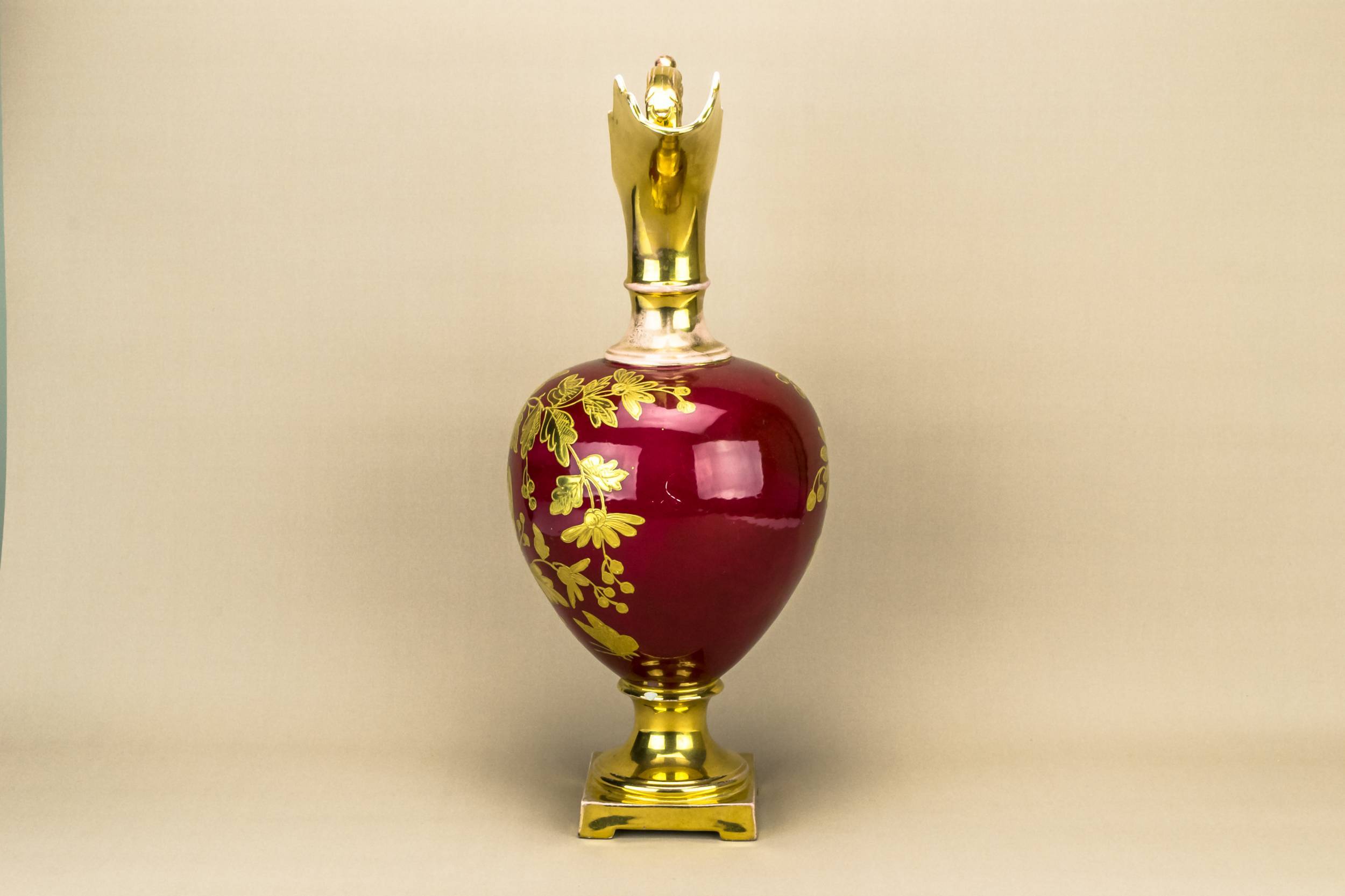 Vermillion Red and — Opulent red flower jug 3