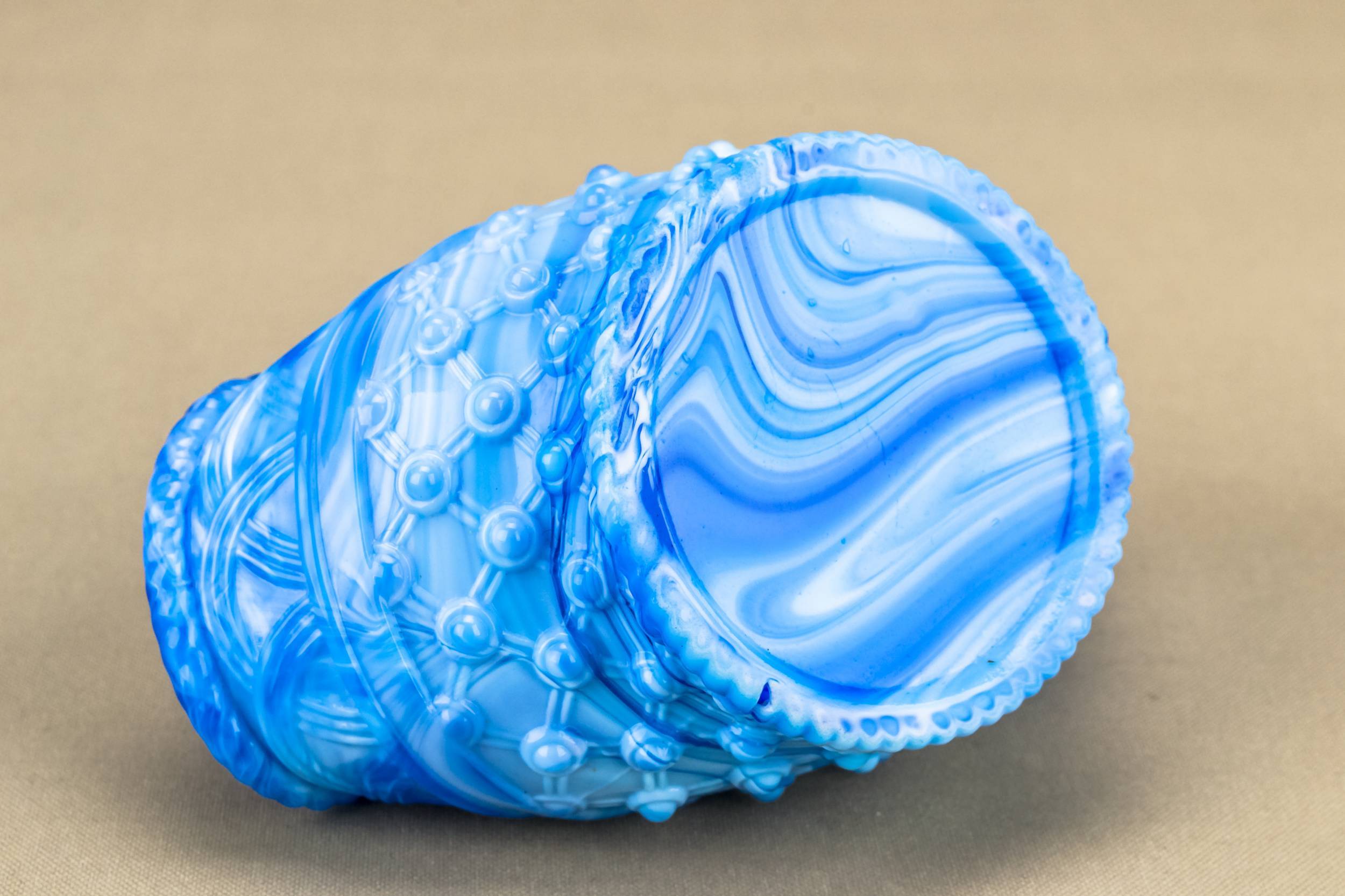 Victorian Elegant Basket — Marbled blue sugar bowl 1