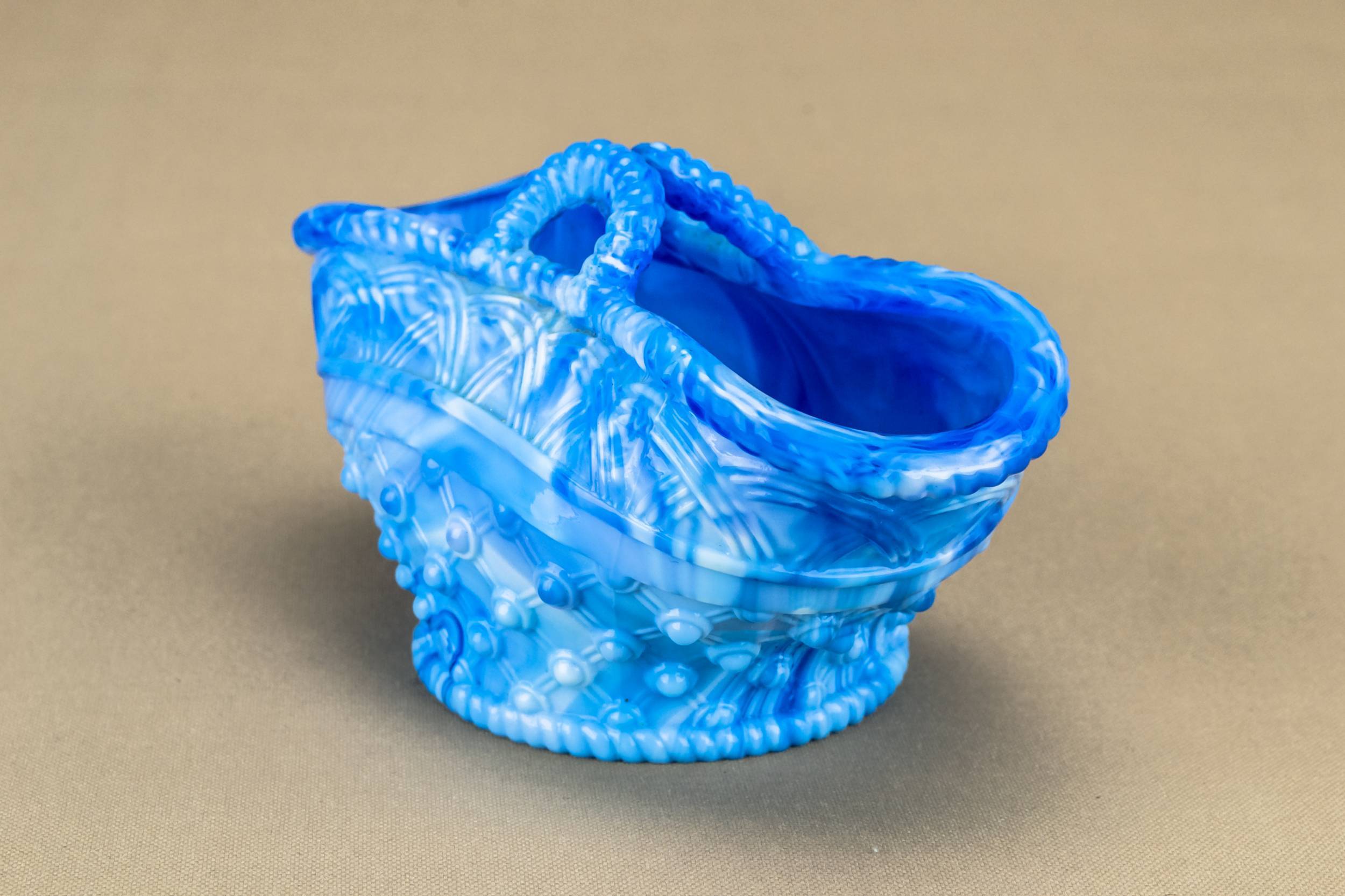 Victorian Elegant Basket — Marbled blue sugar bowl 2