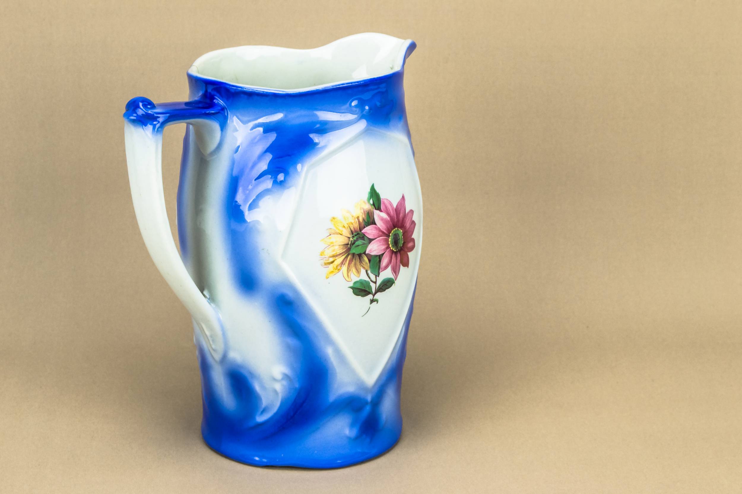 Ceramic Antique Floral — Blue flower jug 3