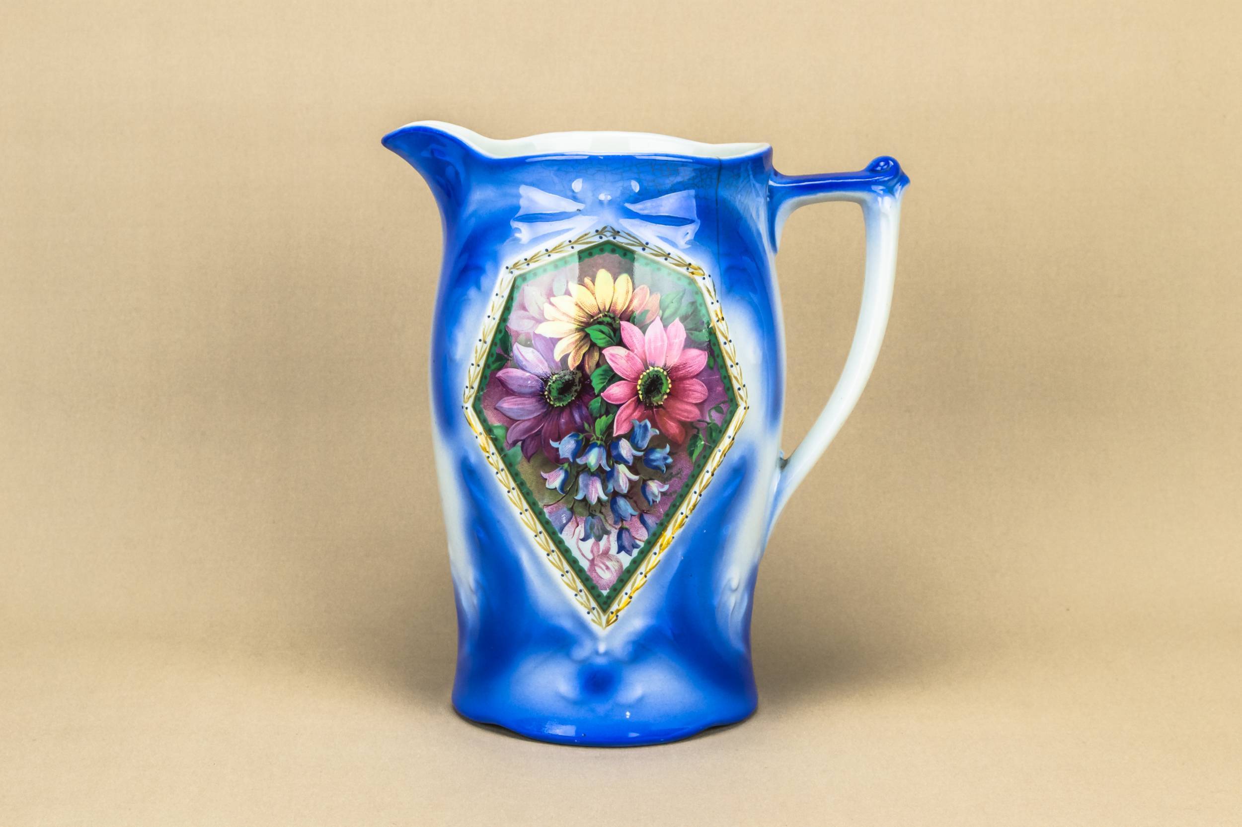Ceramic Antique Floral — Blue flower jug