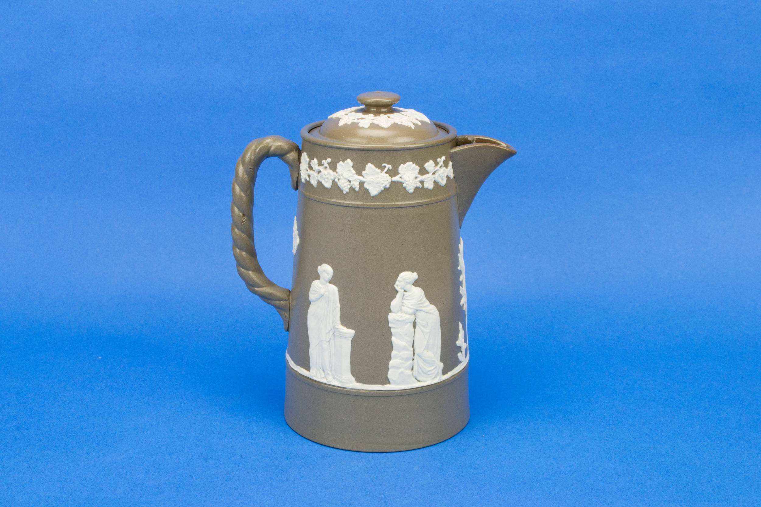 Antique Stoneware Figures — Spectacular coffee pot