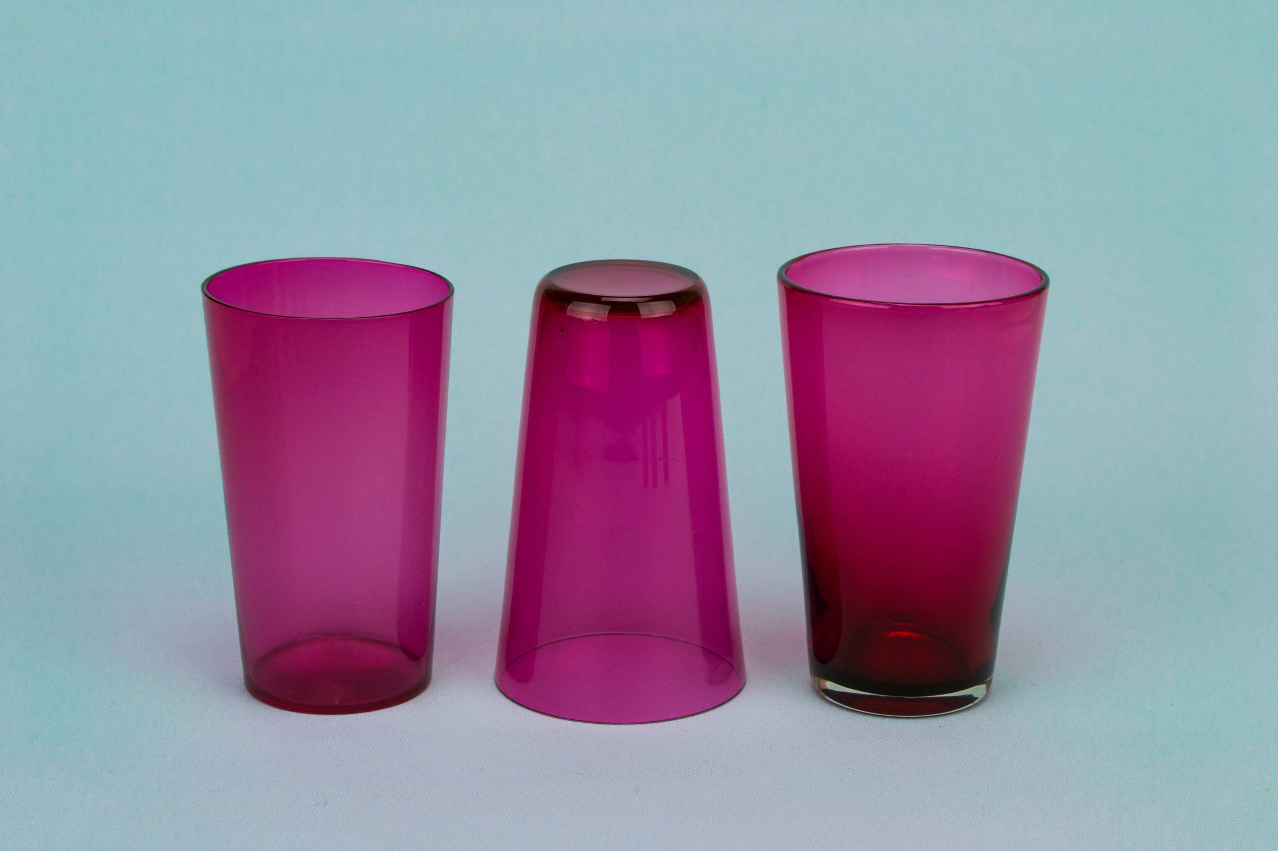 Cranberry Red Whisky — 6 cranberry glass tumblers 2