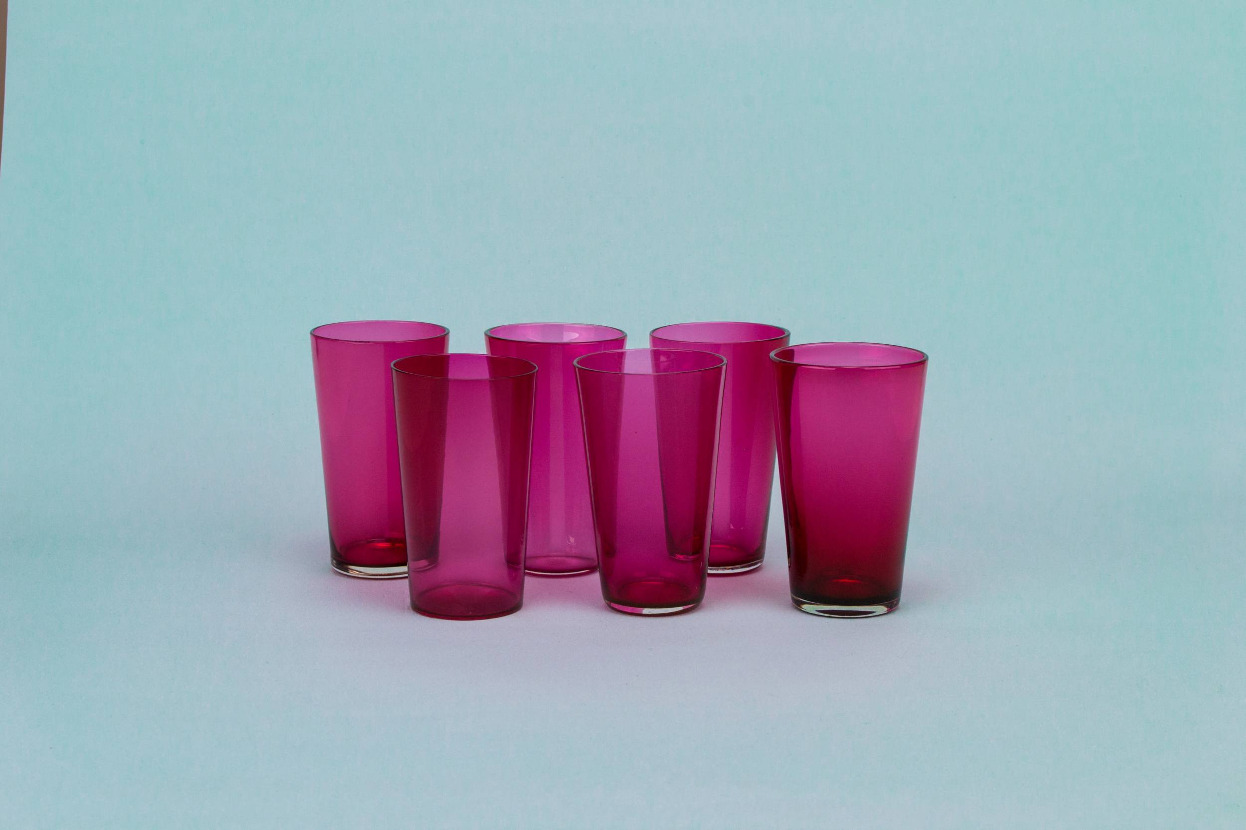 Cranberry Red Whisky — 6 cranberry glass tumblers