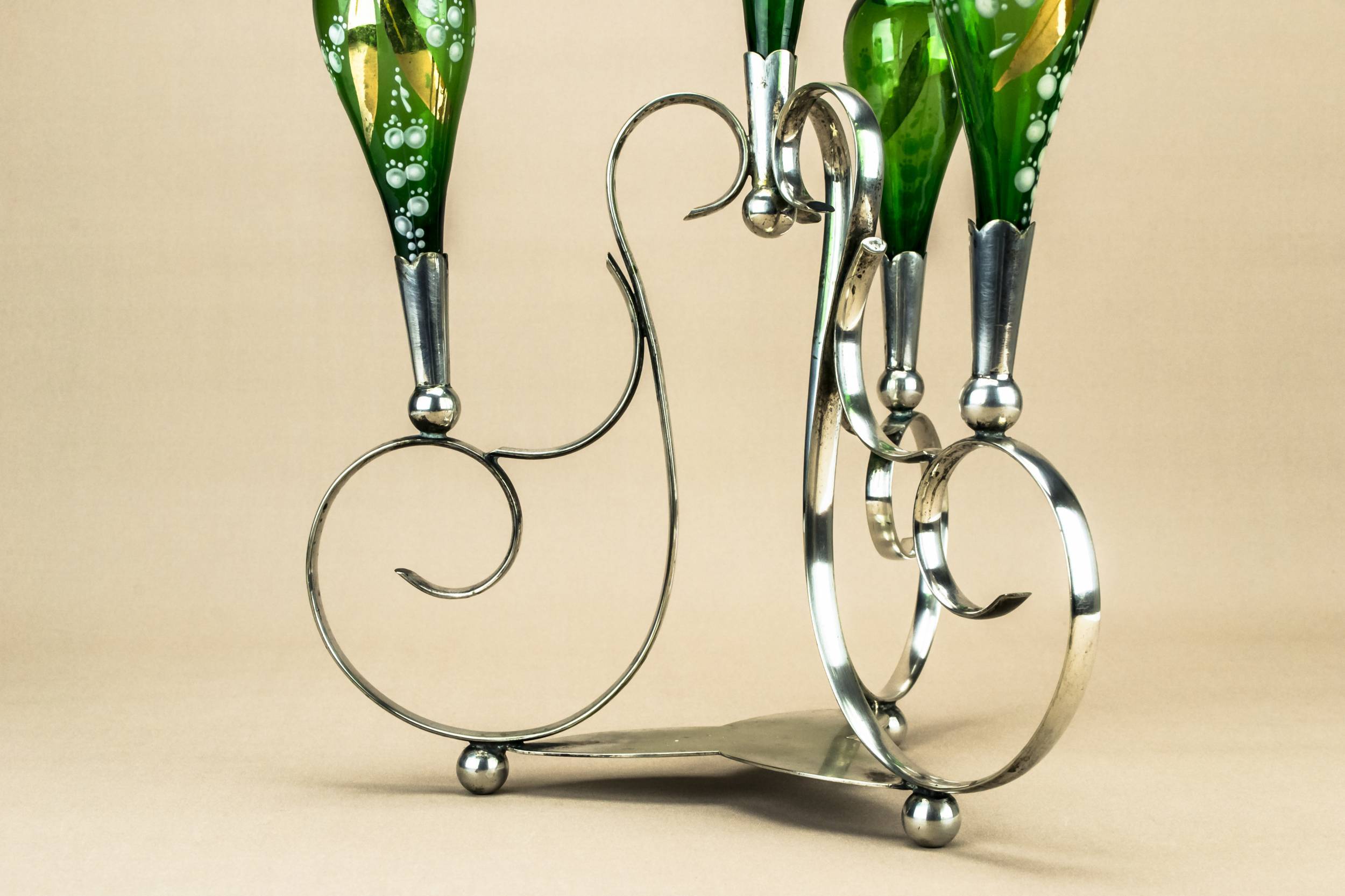 Spectacular Silver Plated — Green centrepiece table vase 4