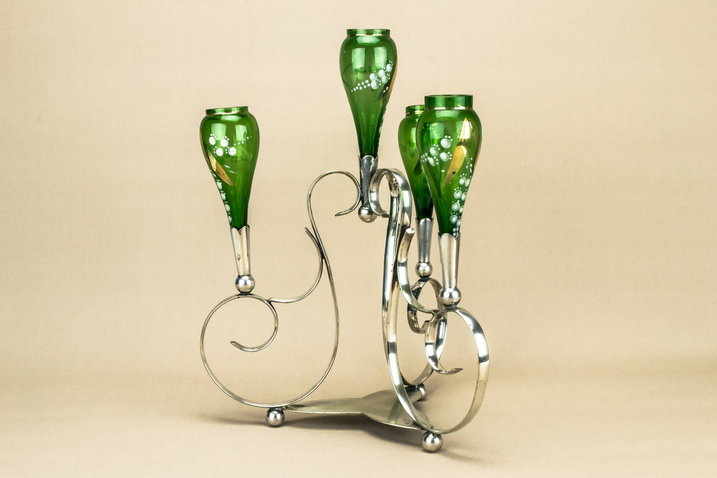 Spectacular Silver Plated — Green centrepiece table vase 3