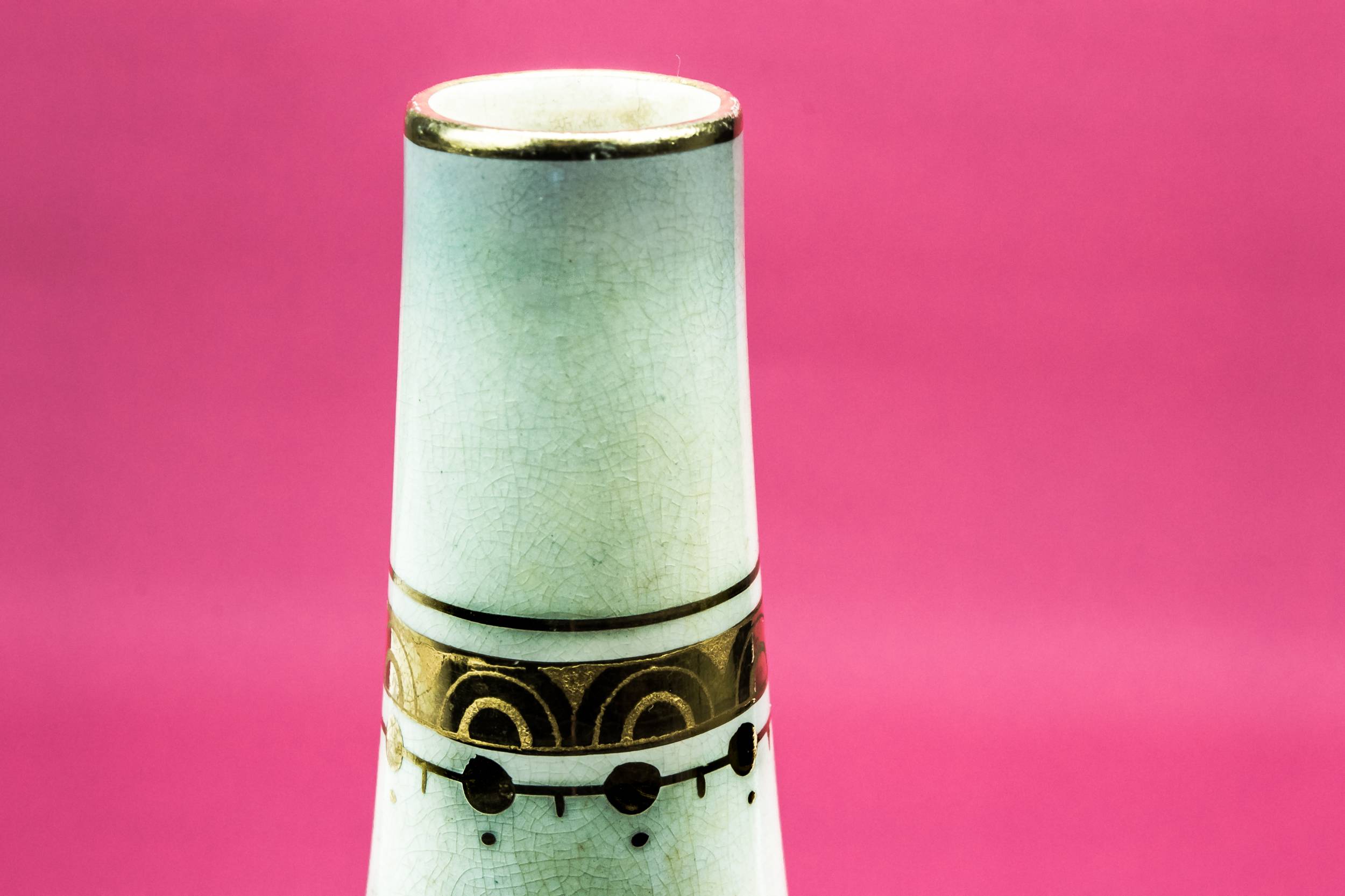 Ceramic Antique Floral — Tall blue flower vase 3