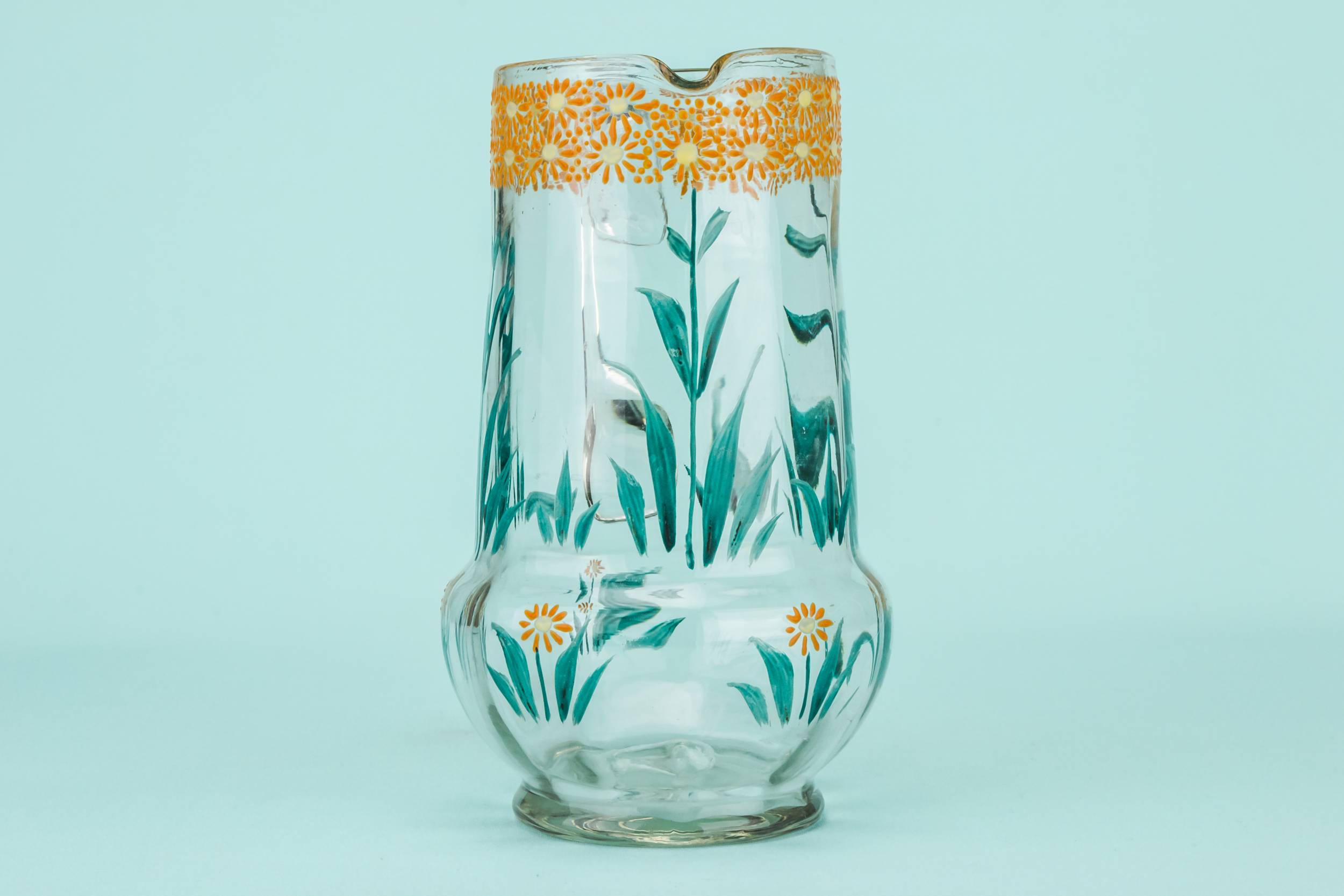 Glass Antique Floral — Enamelled glass water jug 3