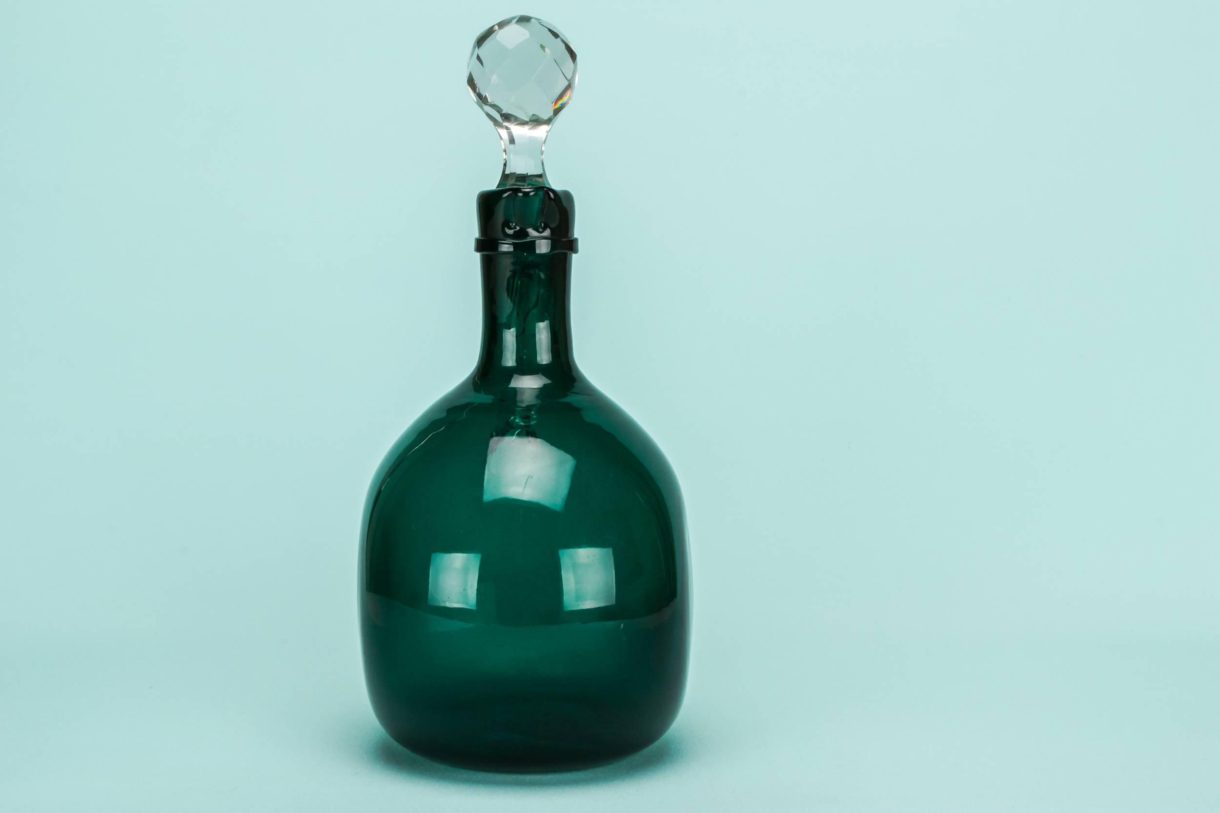 Antique Sherry DECANTER — Green glass flask decanter 1
