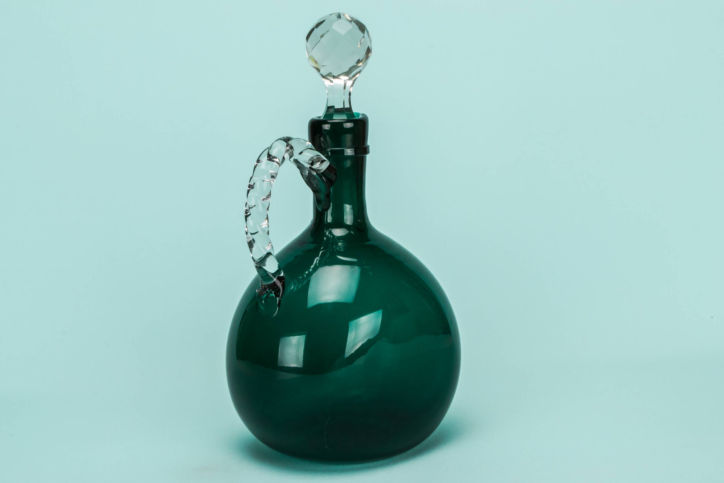 Antique Sherry DECANTER — Green glass flask decanter 2