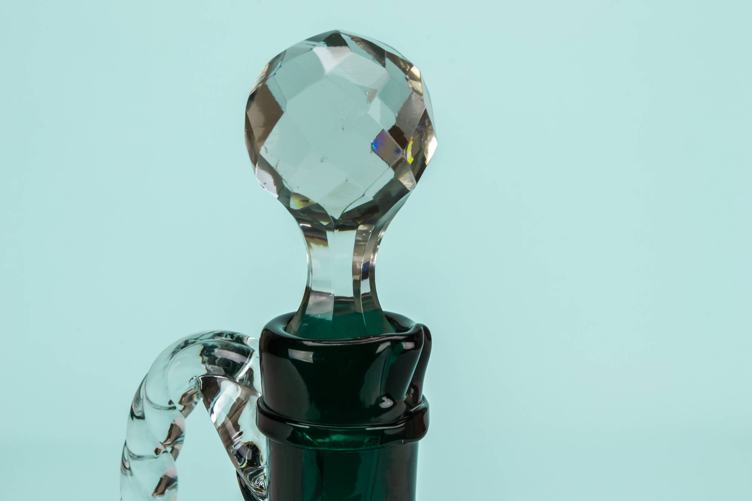 Antique Sherry DECANTER — Green glass flask decanter 4