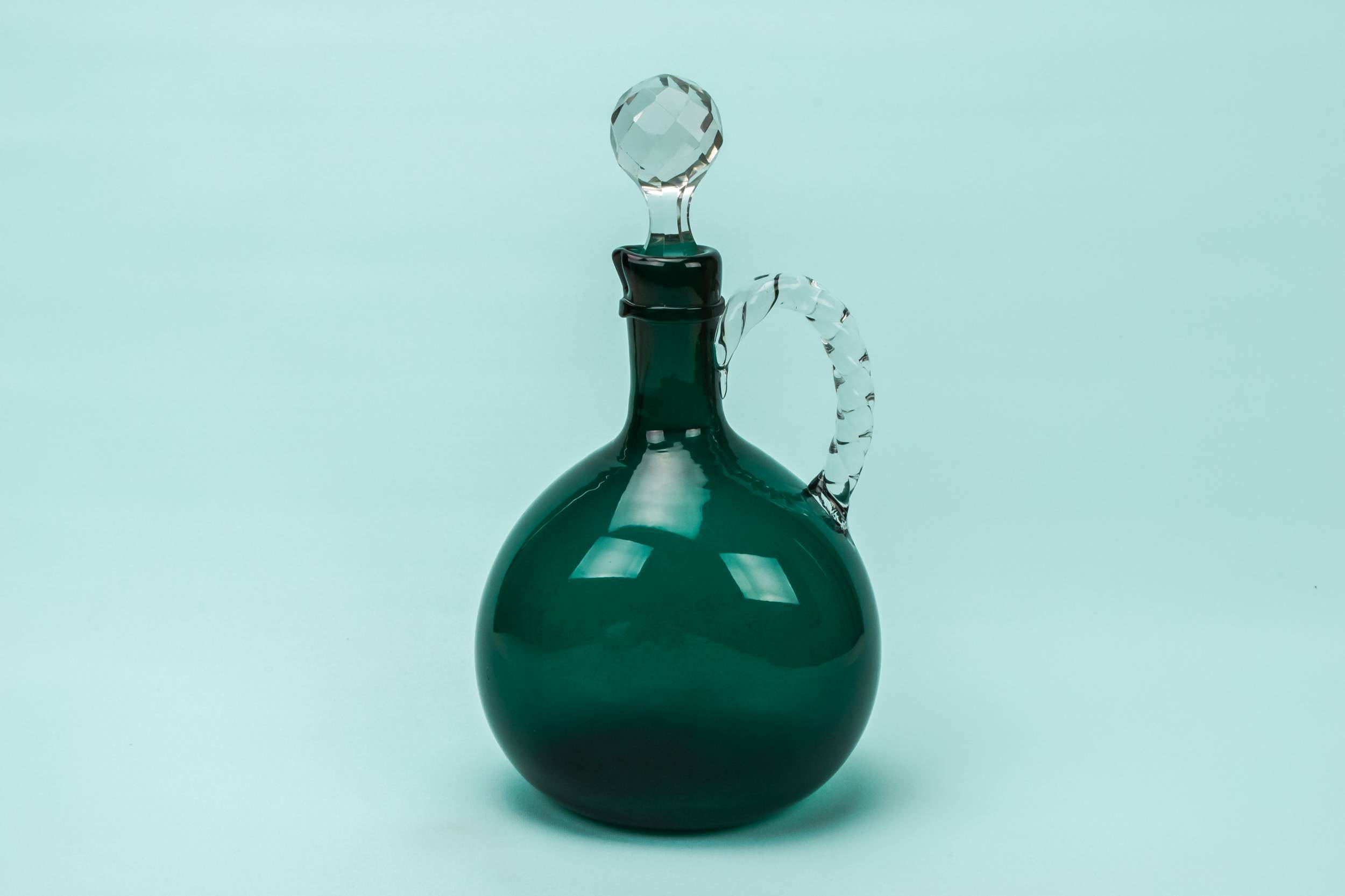Antique Sherry DECANTER — Green glass flask decanter