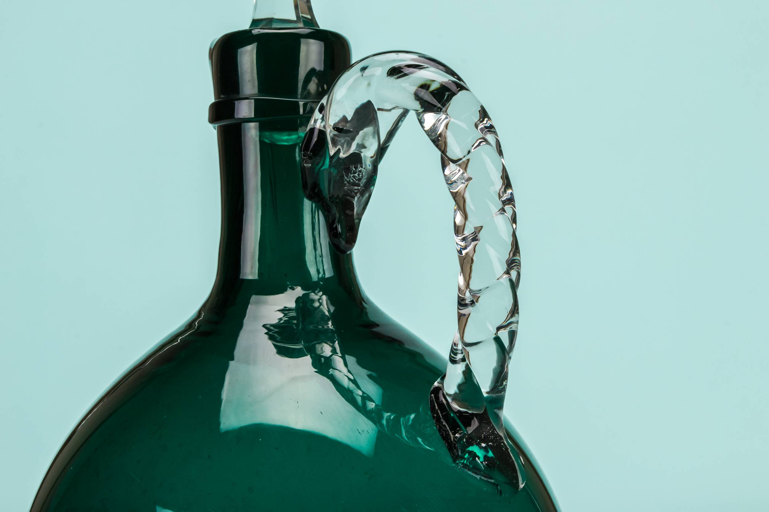 Antique Sherry DECANTER — Green glass flask decanter 3
