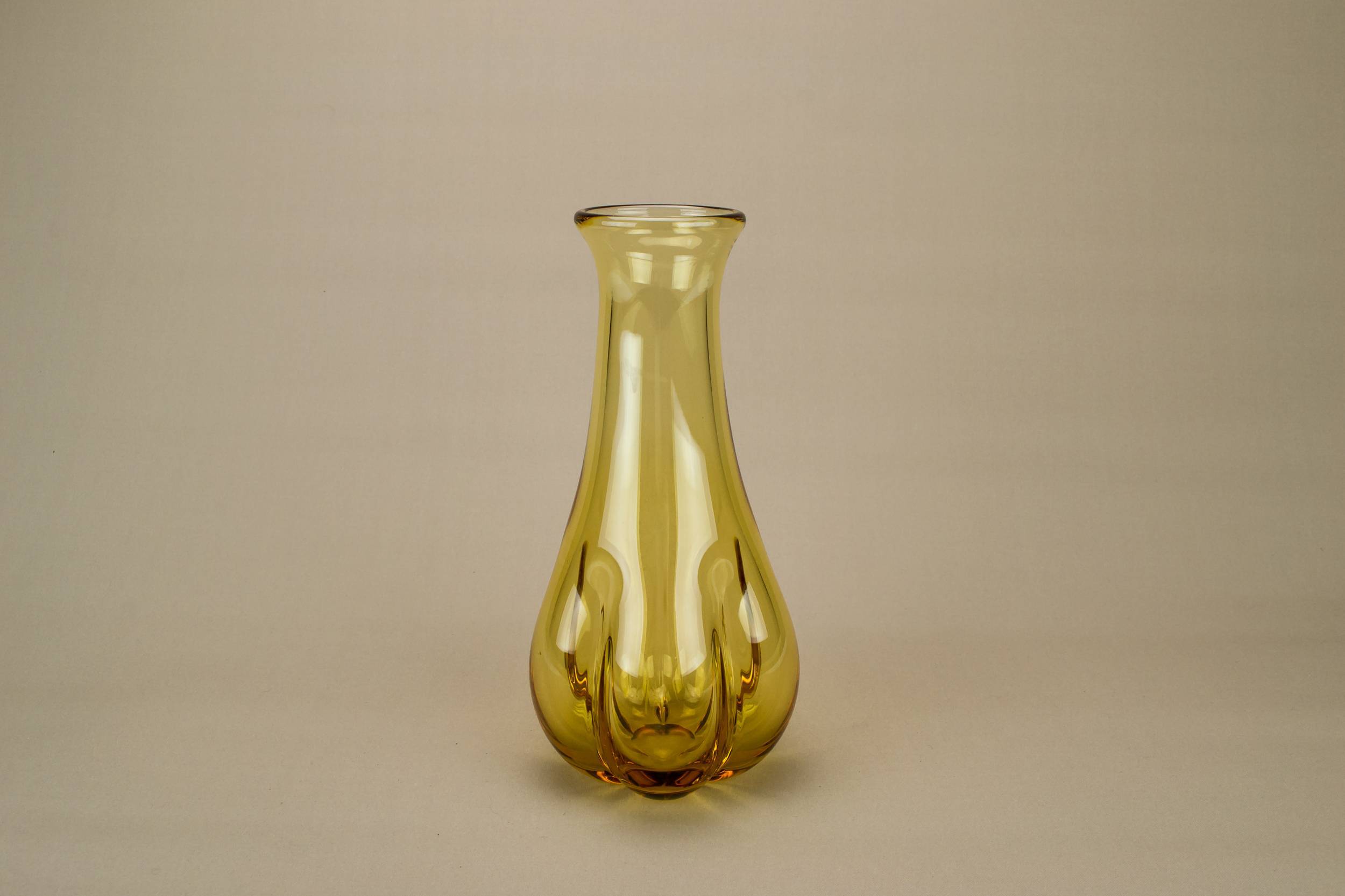 Vintage Classical Lobed — Whitefriars amber glass vase
