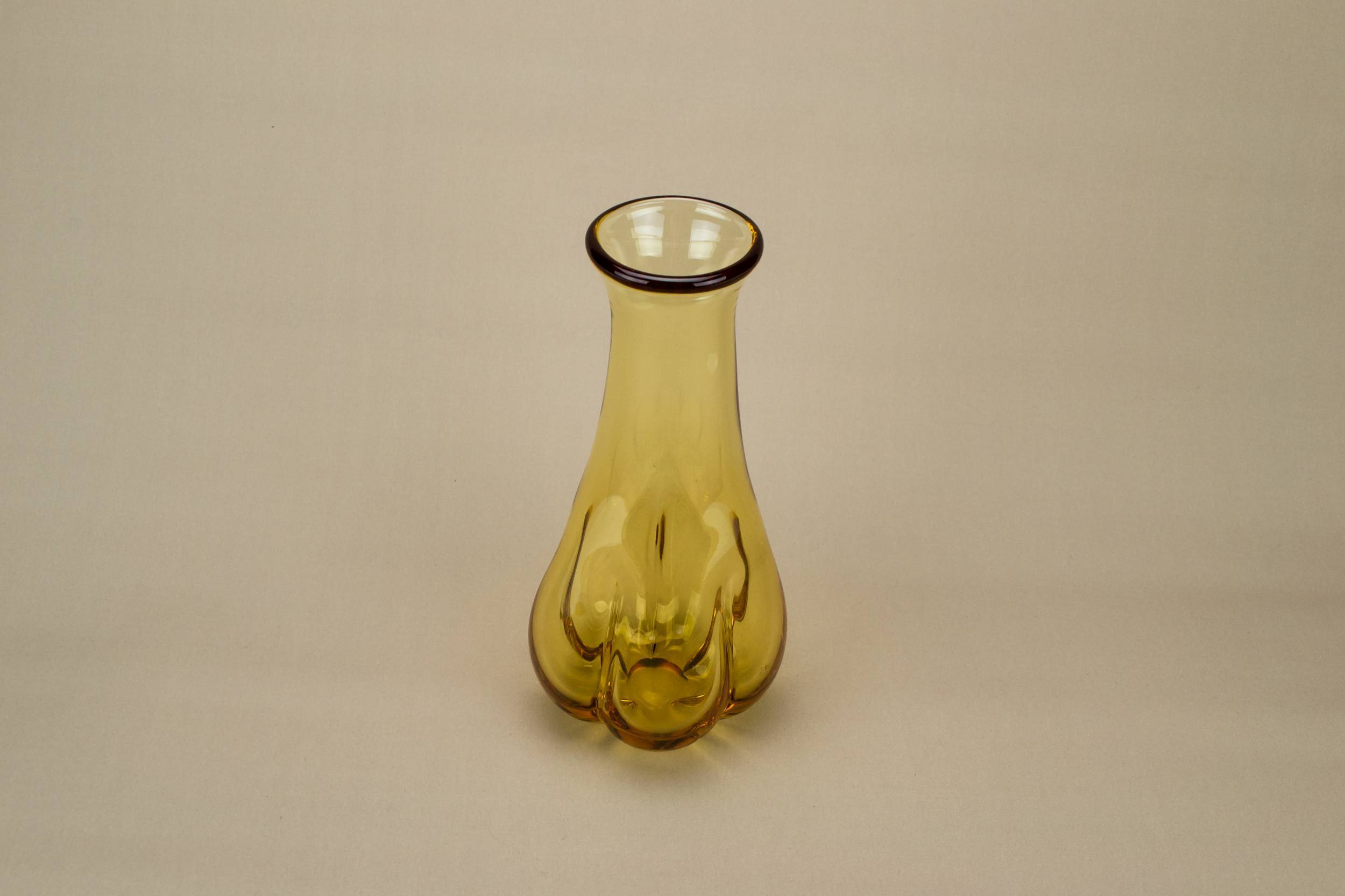 Vintage Classical Lobed — Whitefriars amber glass vase 2
