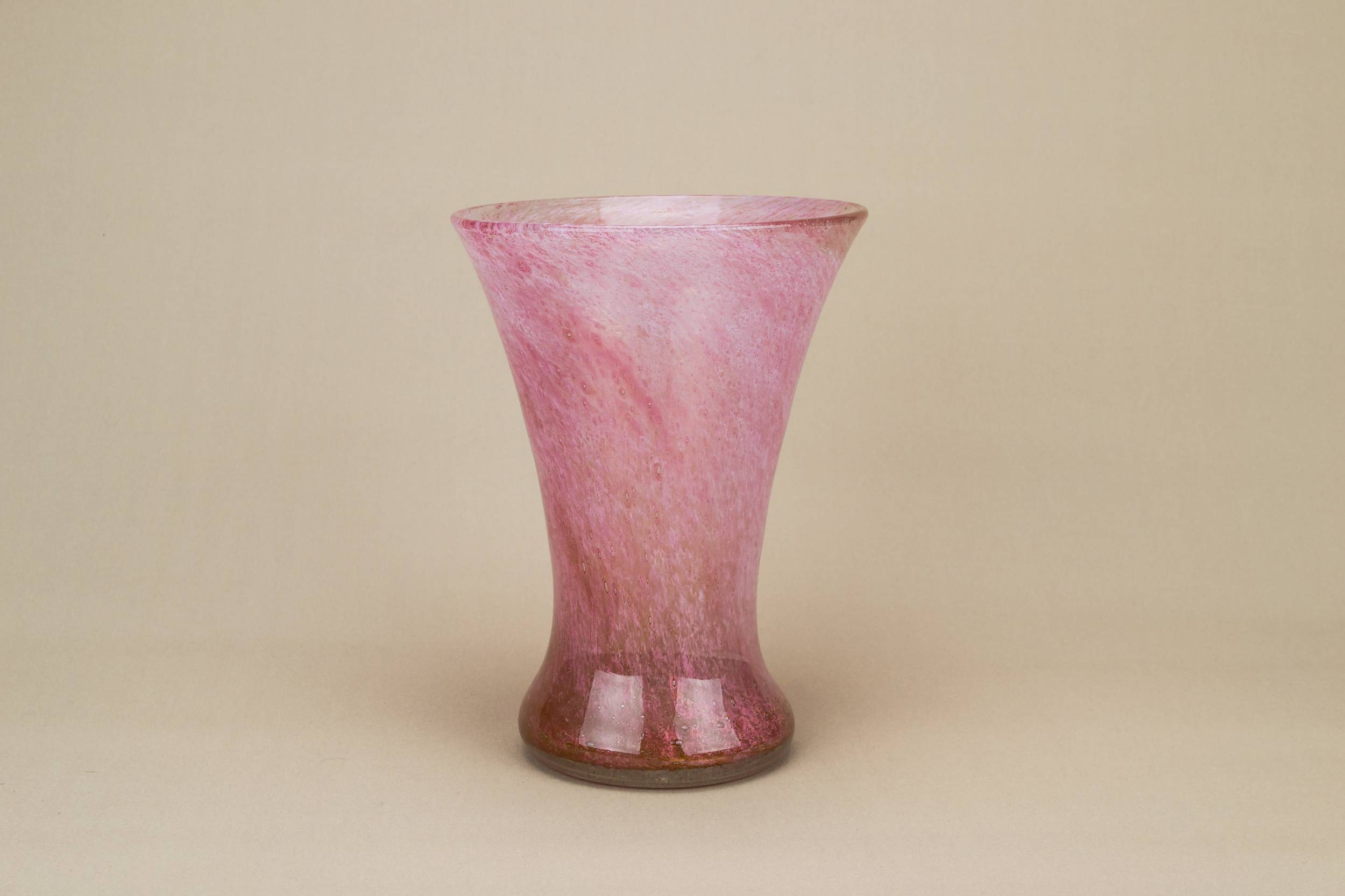 Vintage Glass Mottled — Art Deco pink glass vase