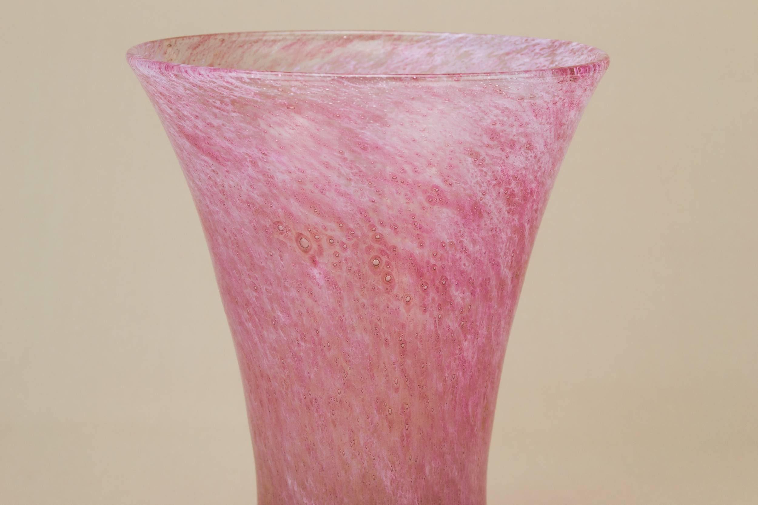 Vintage Glass Mottled — Art Deco pink glass vase 1
