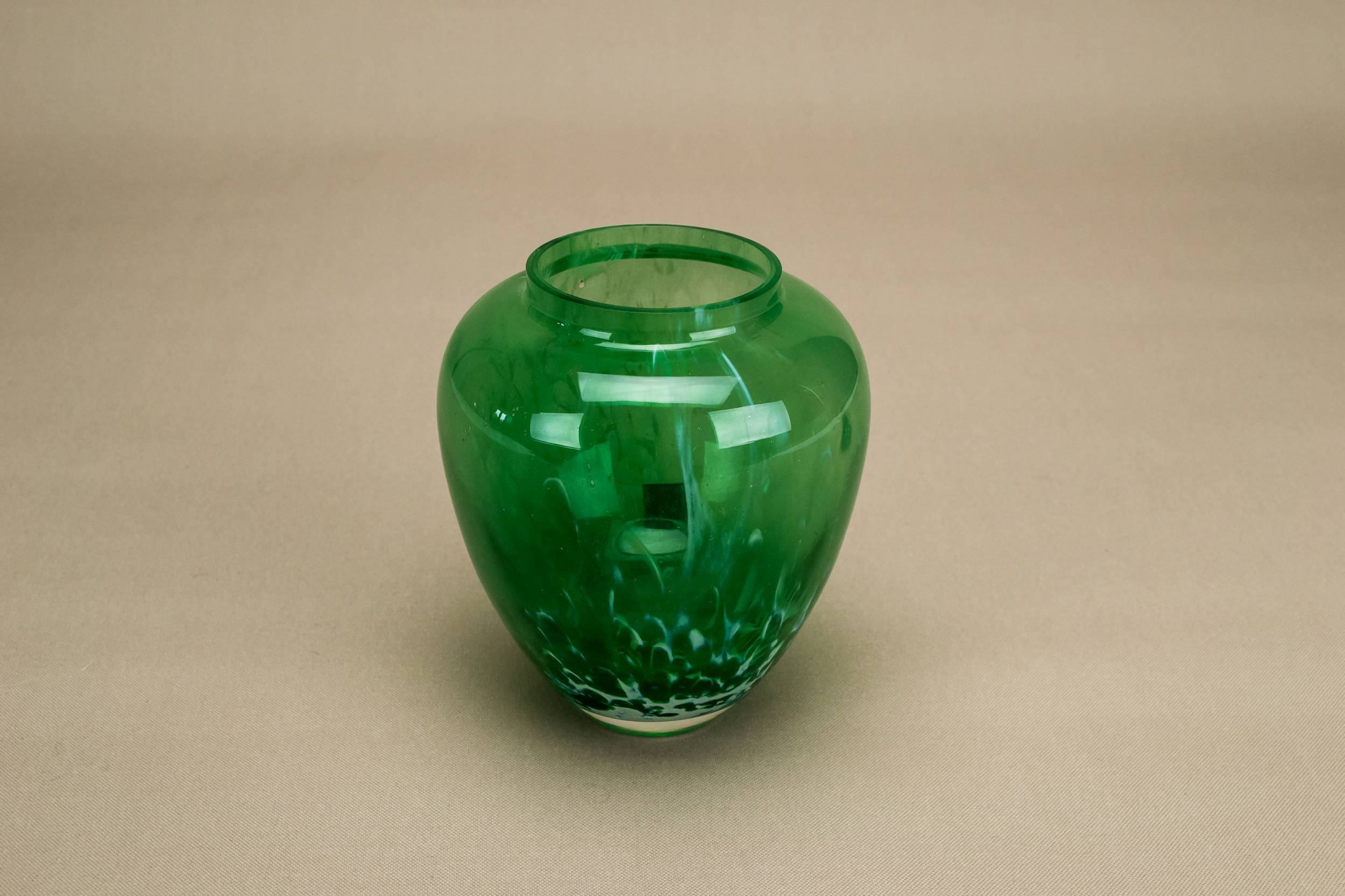Glass Green Ovoid — Small green glass vase 1