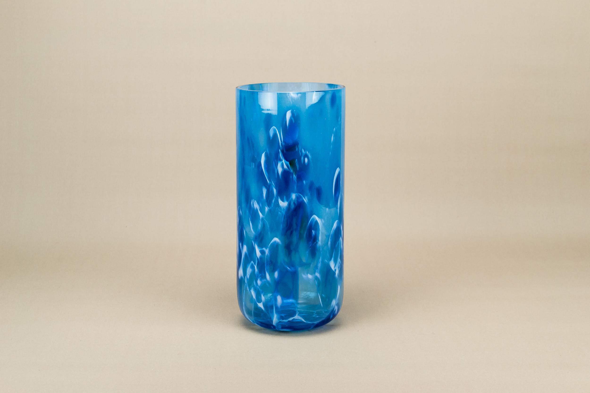 Post Modern Vintage — Mottled blue glass vase