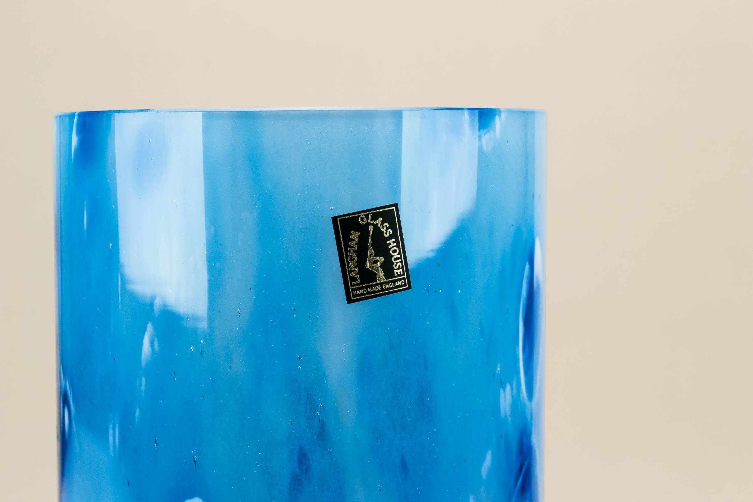 Post Modern Vintage — Mottled blue glass vase 2