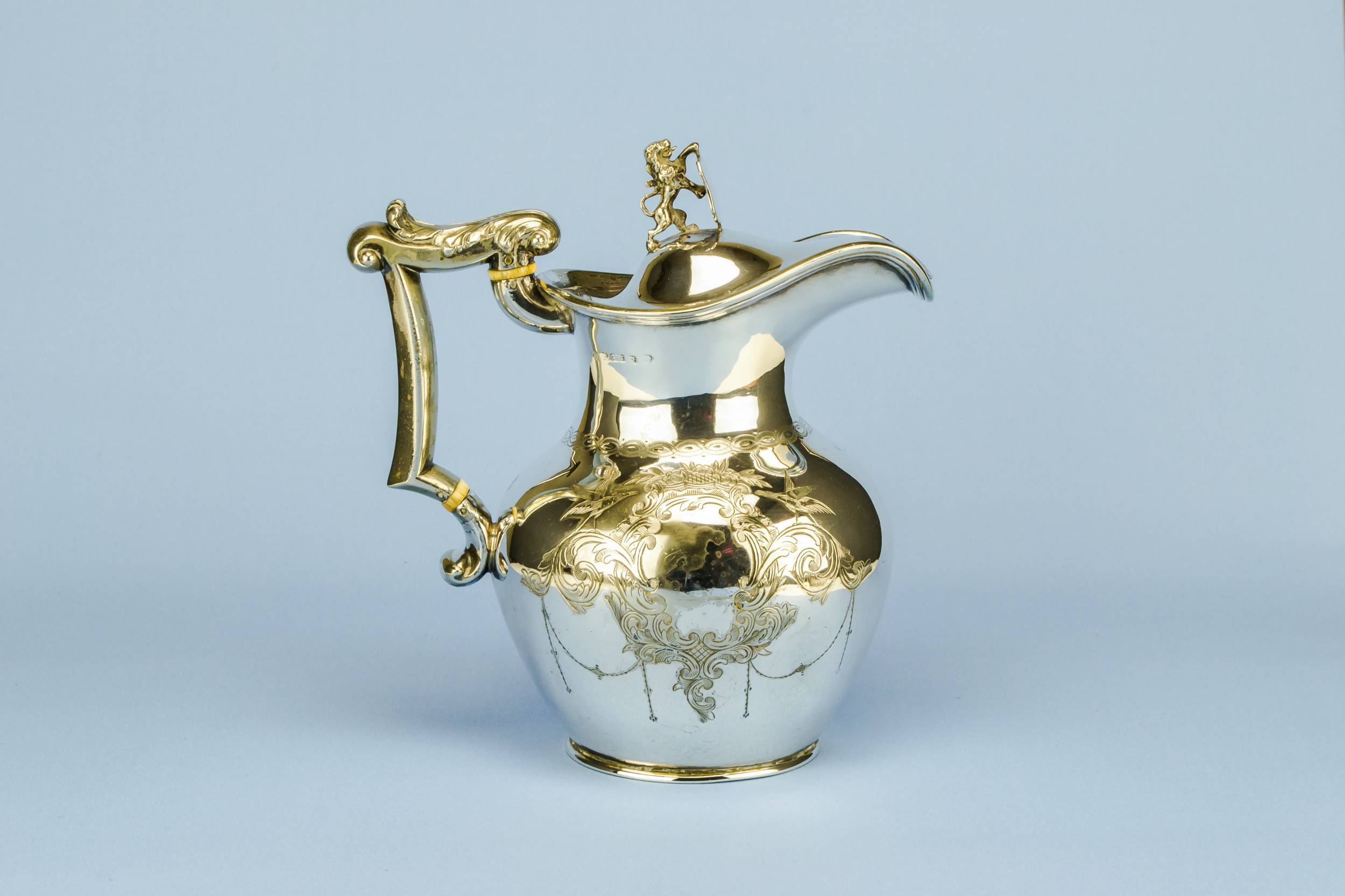 Antique Spectacular George — Silver plated lion water jug
