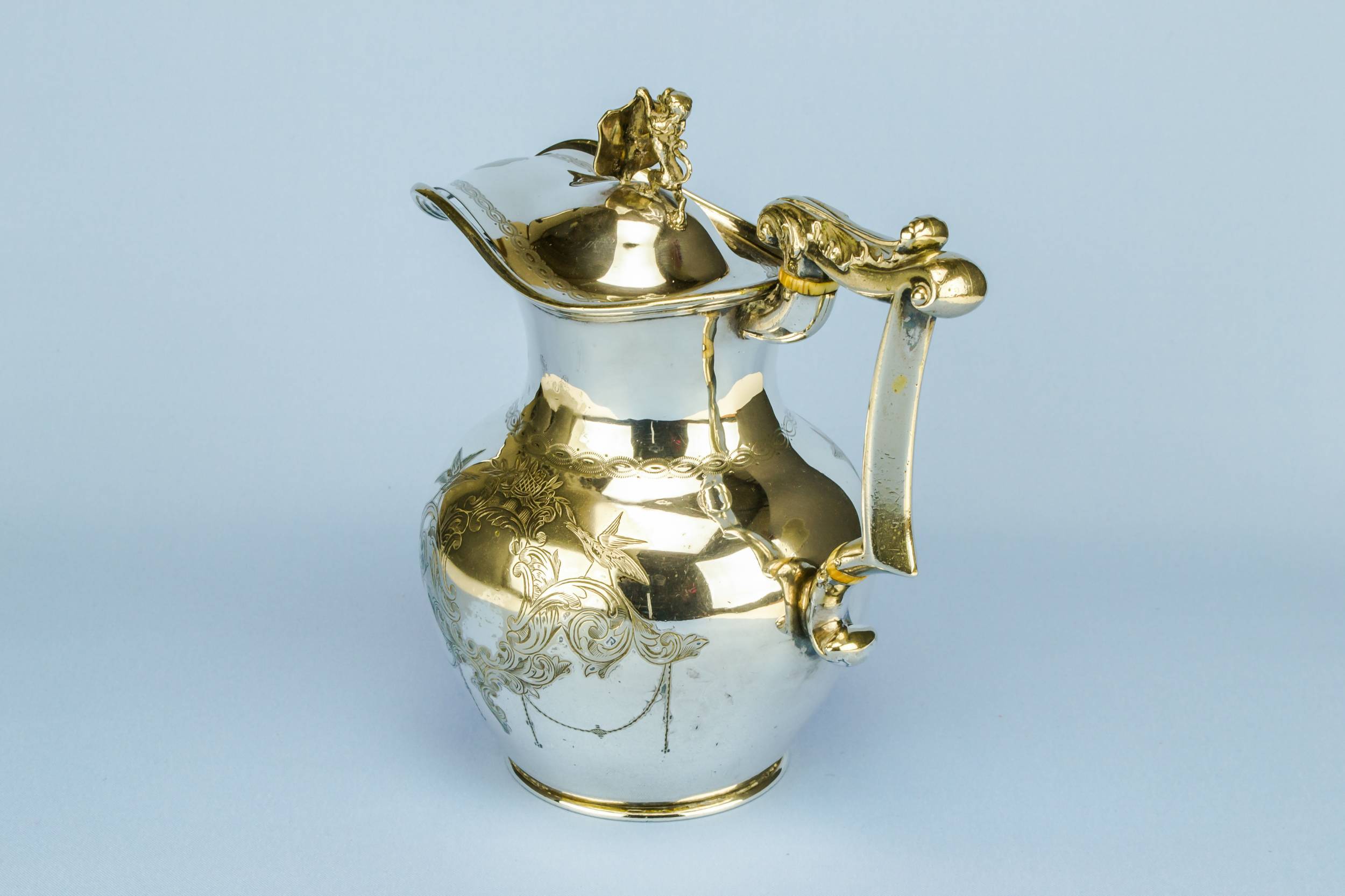 Antique Spectacular George — Silver plated lion water jug 5