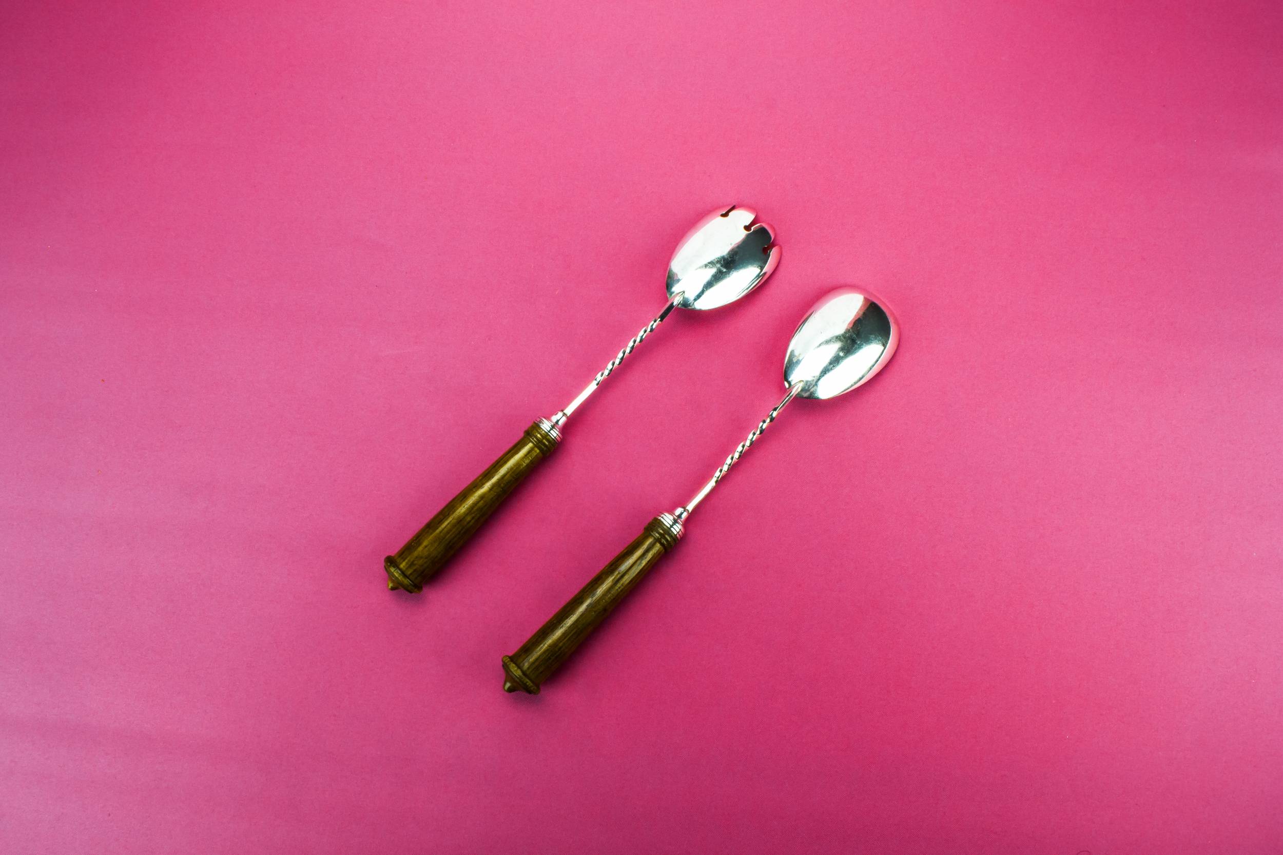 Silver Traditional Fern — Salad serving spoons 1