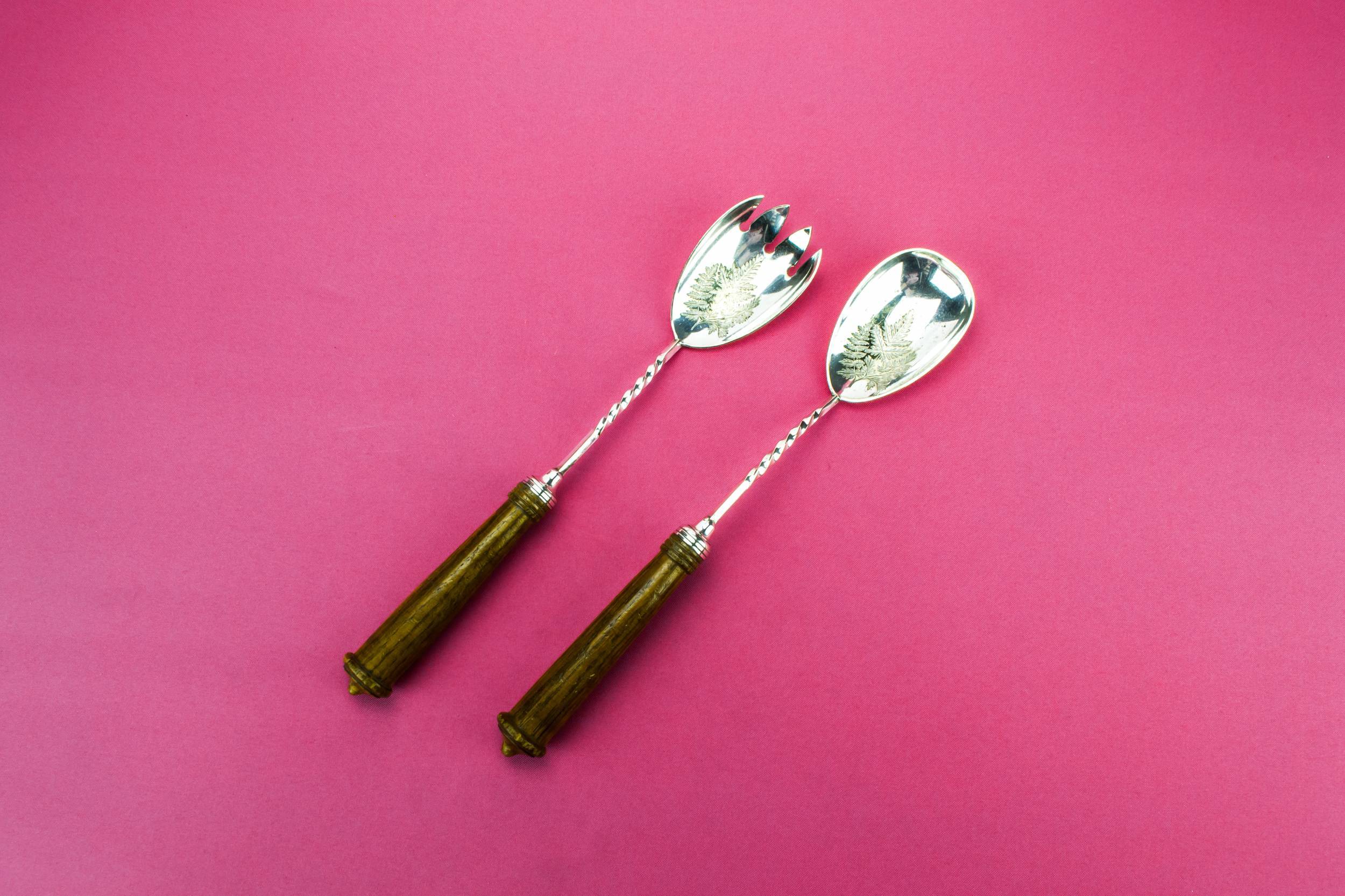 Silver Traditional Fern — Salad serving spoons