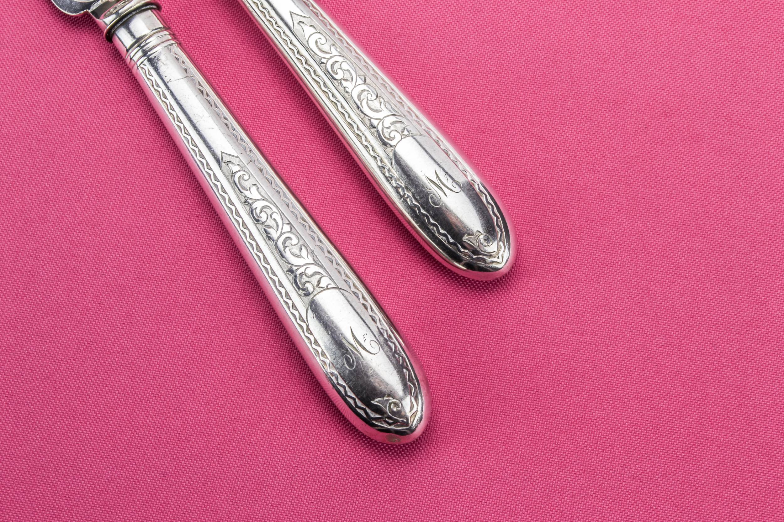 Antique Silver Plated — 6 dinner forks and knives 1