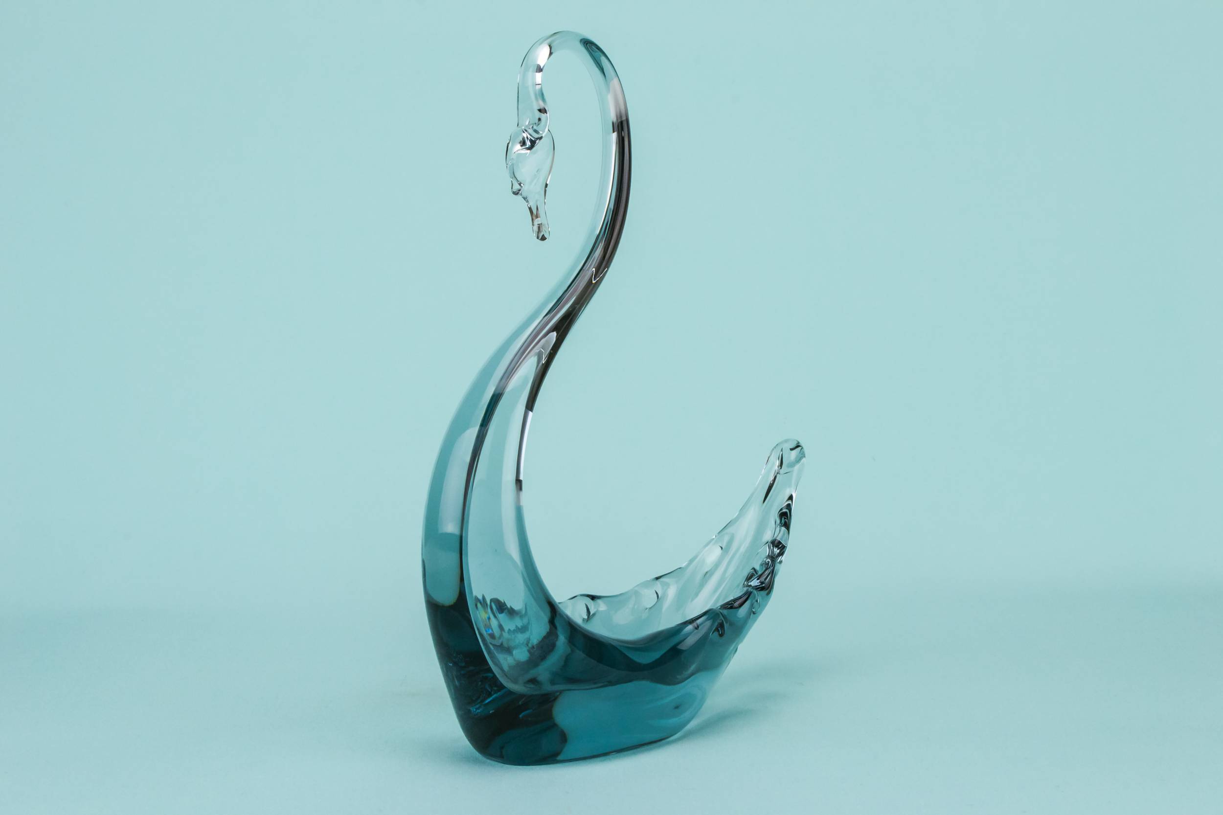 Glass Mid-century Modern — Whitefriars glass swan bowl 1