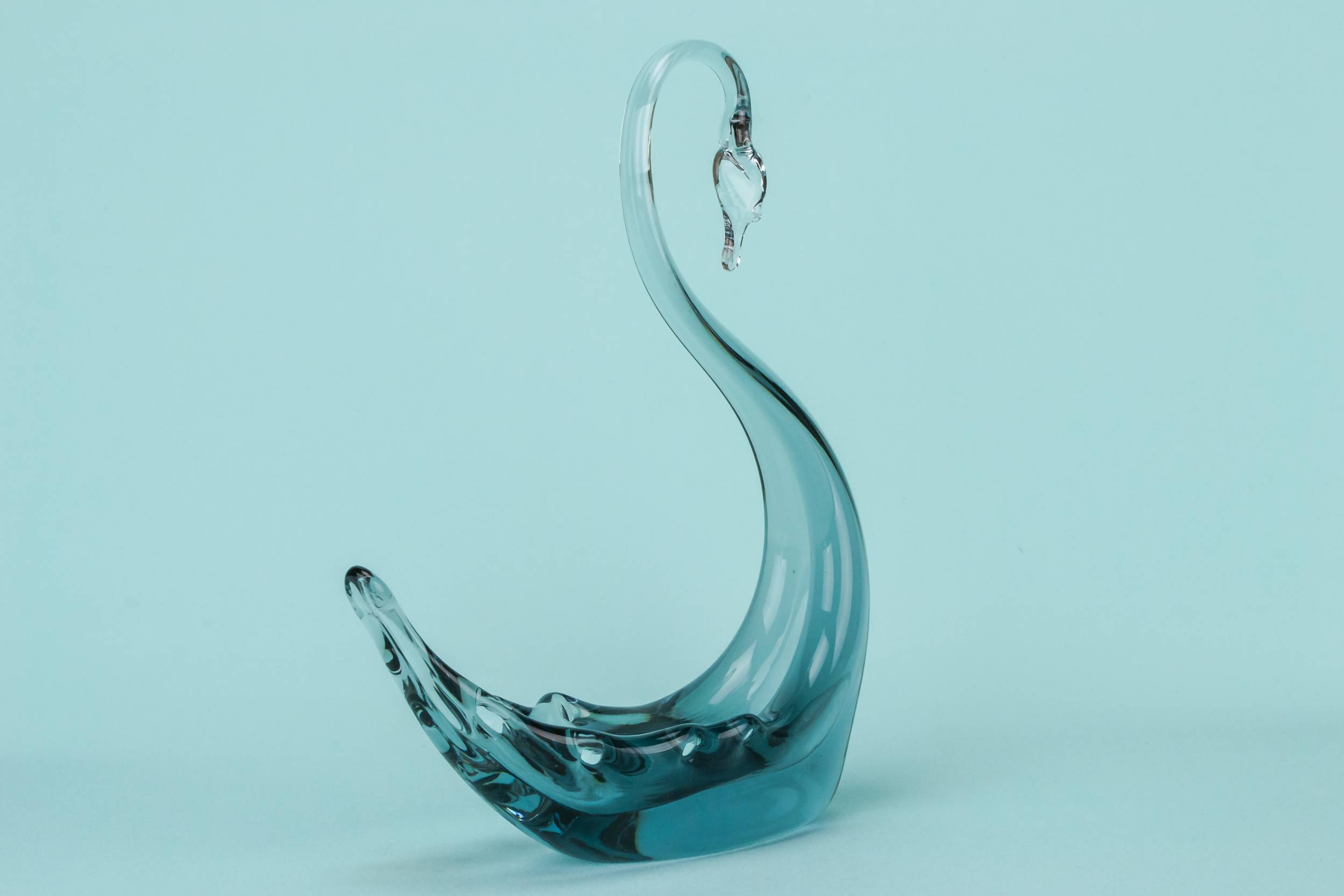 Glass Mid-century Modern — Whitefriars glass swan bowl 2