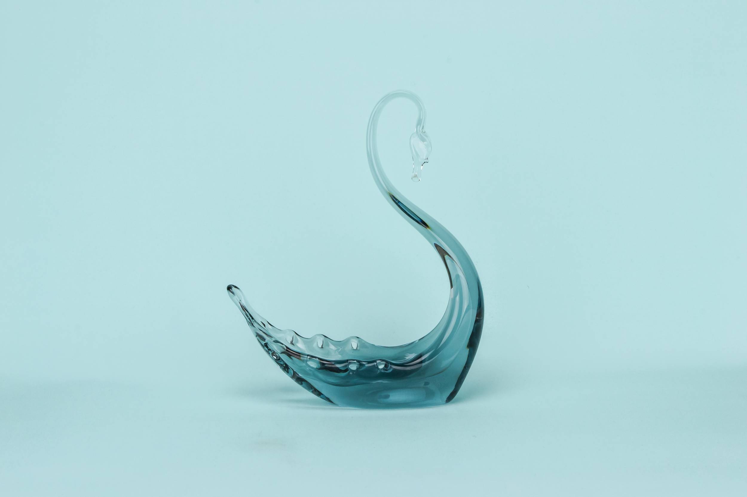 Glass Mid-century Modern — Whitefriars glass swan bowl