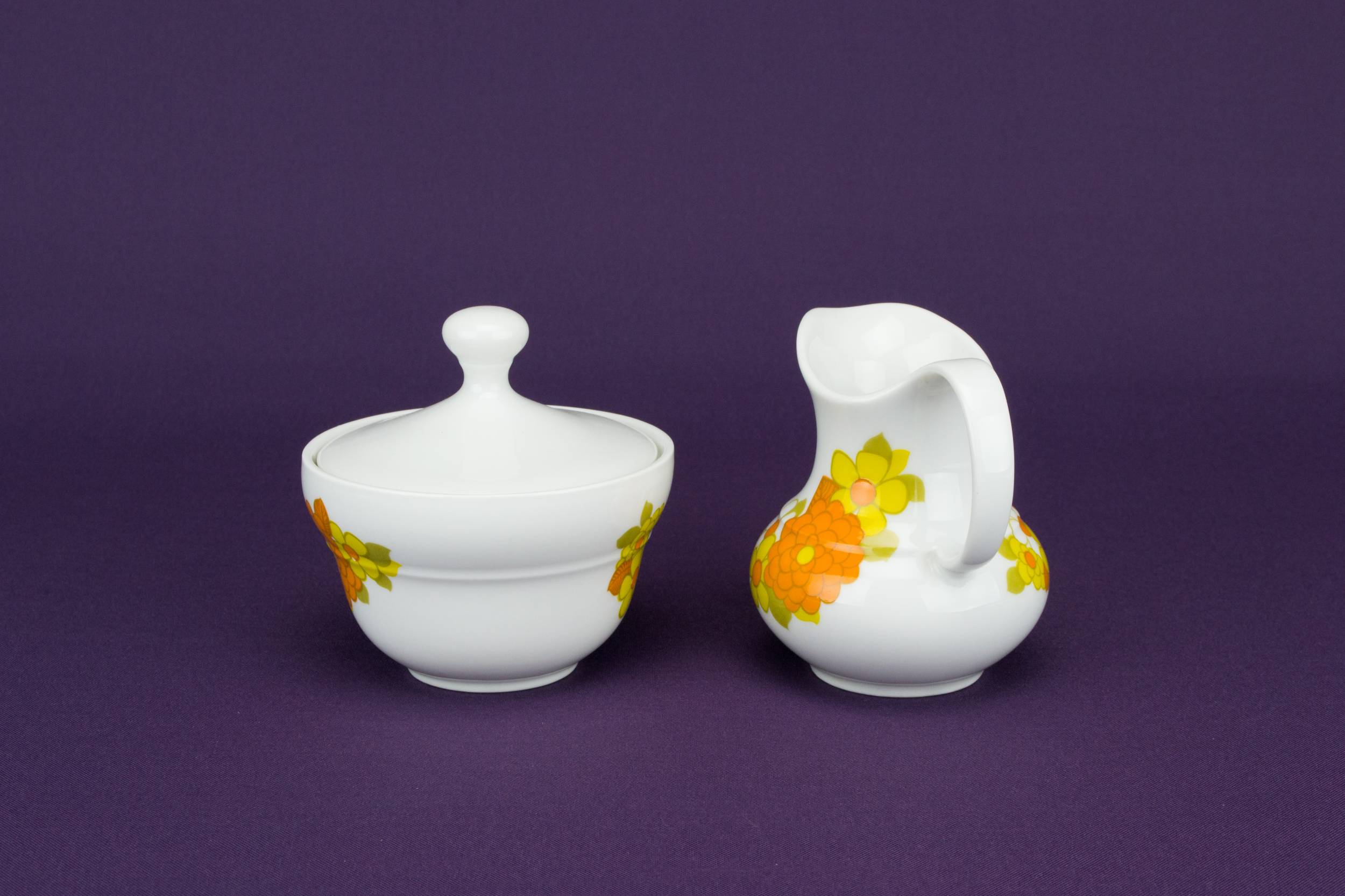 Vintage Porcelain Vinegar — Orange milk and sugar set 1