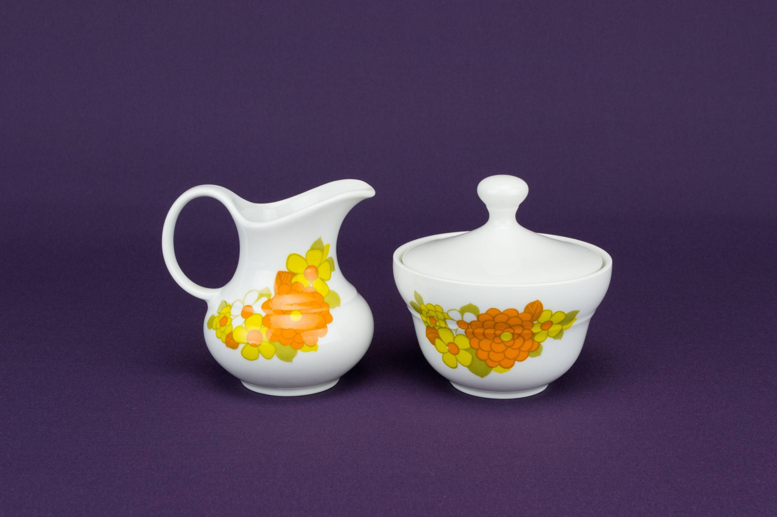 Vintage Porcelain Vinegar — Orange milk and sugar set