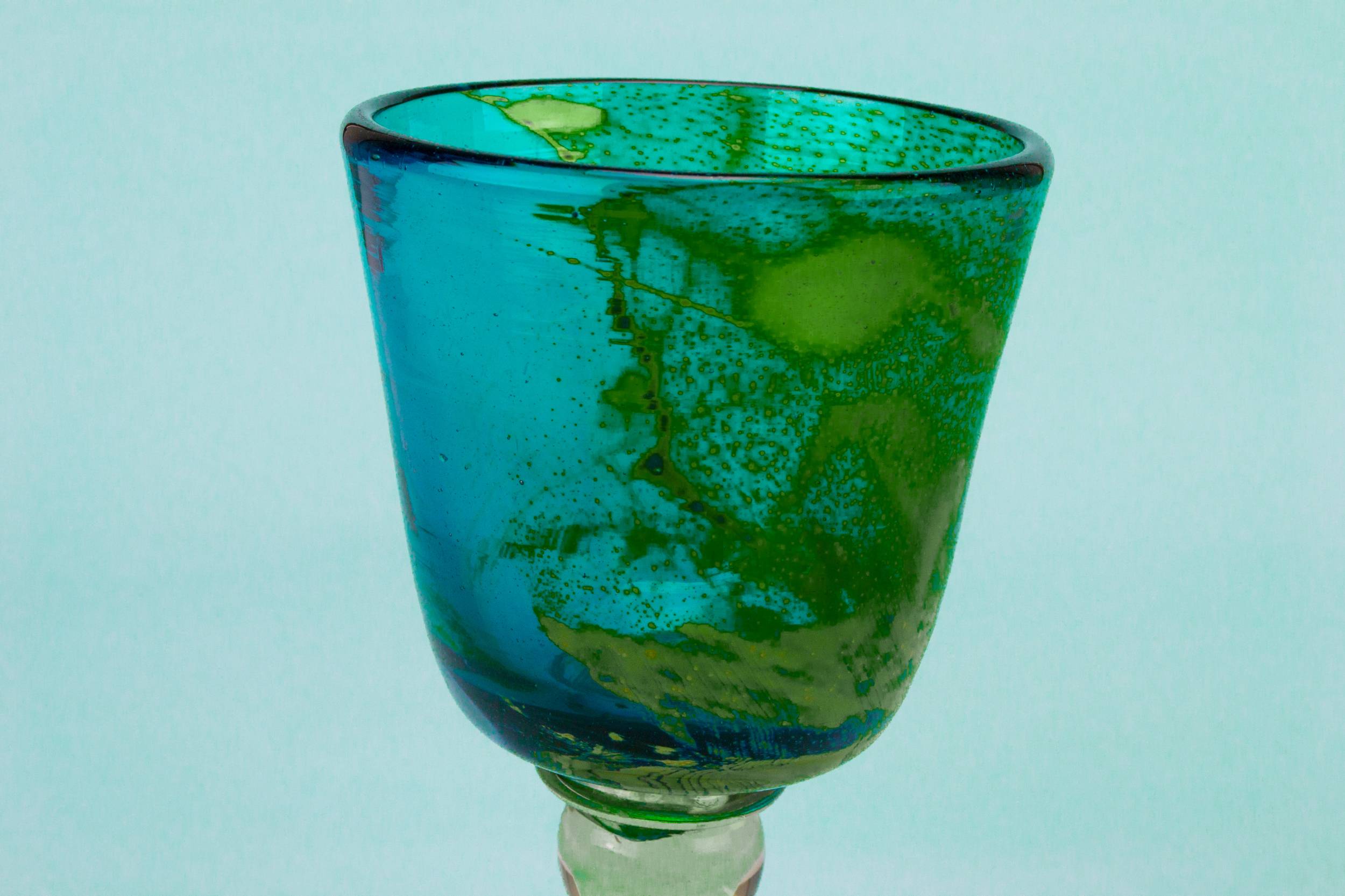 Green Vintage Mottled — Green Mdina beer glass 1