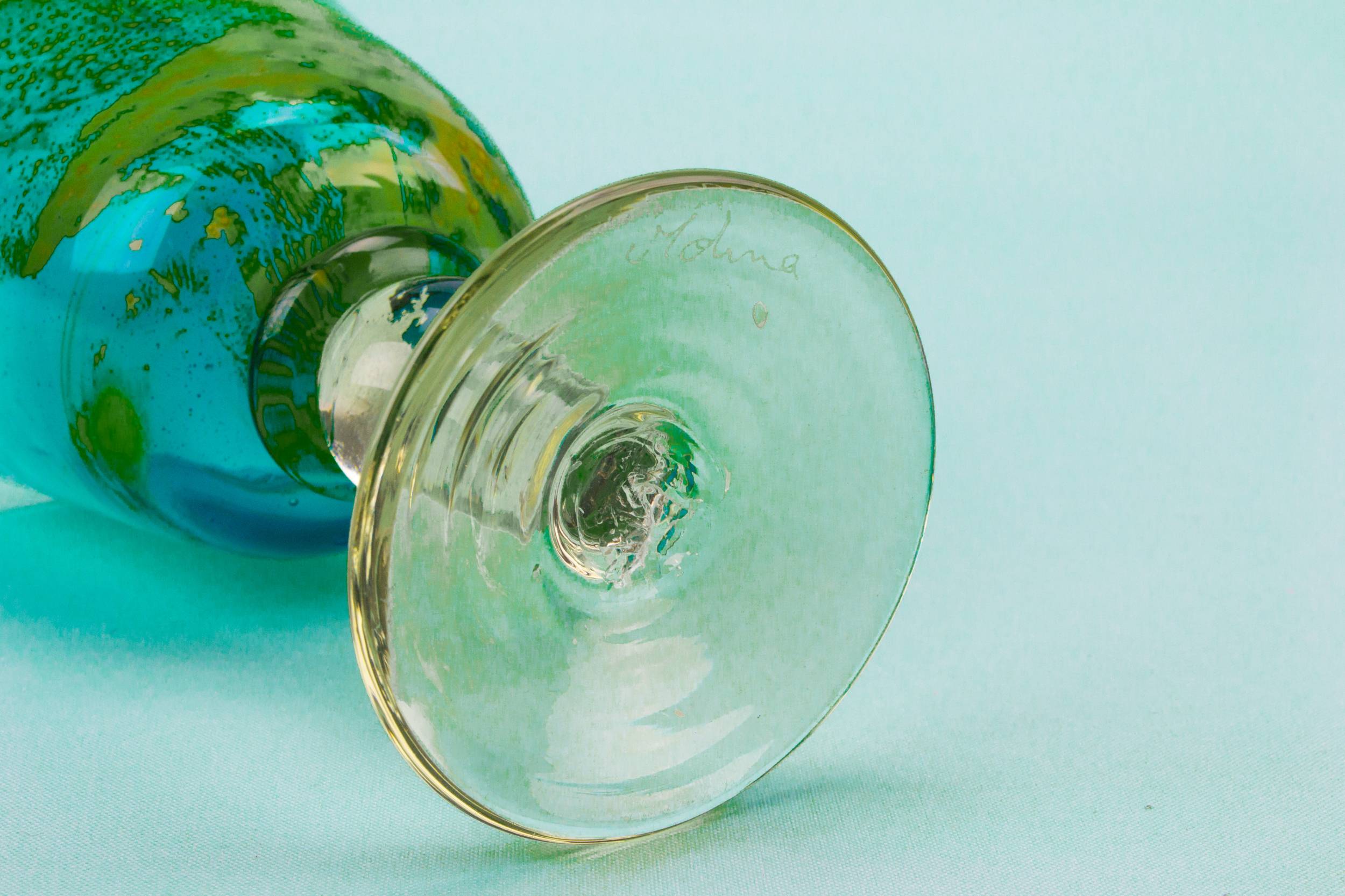 Green Vintage Mottled — Green Mdina beer glass 2