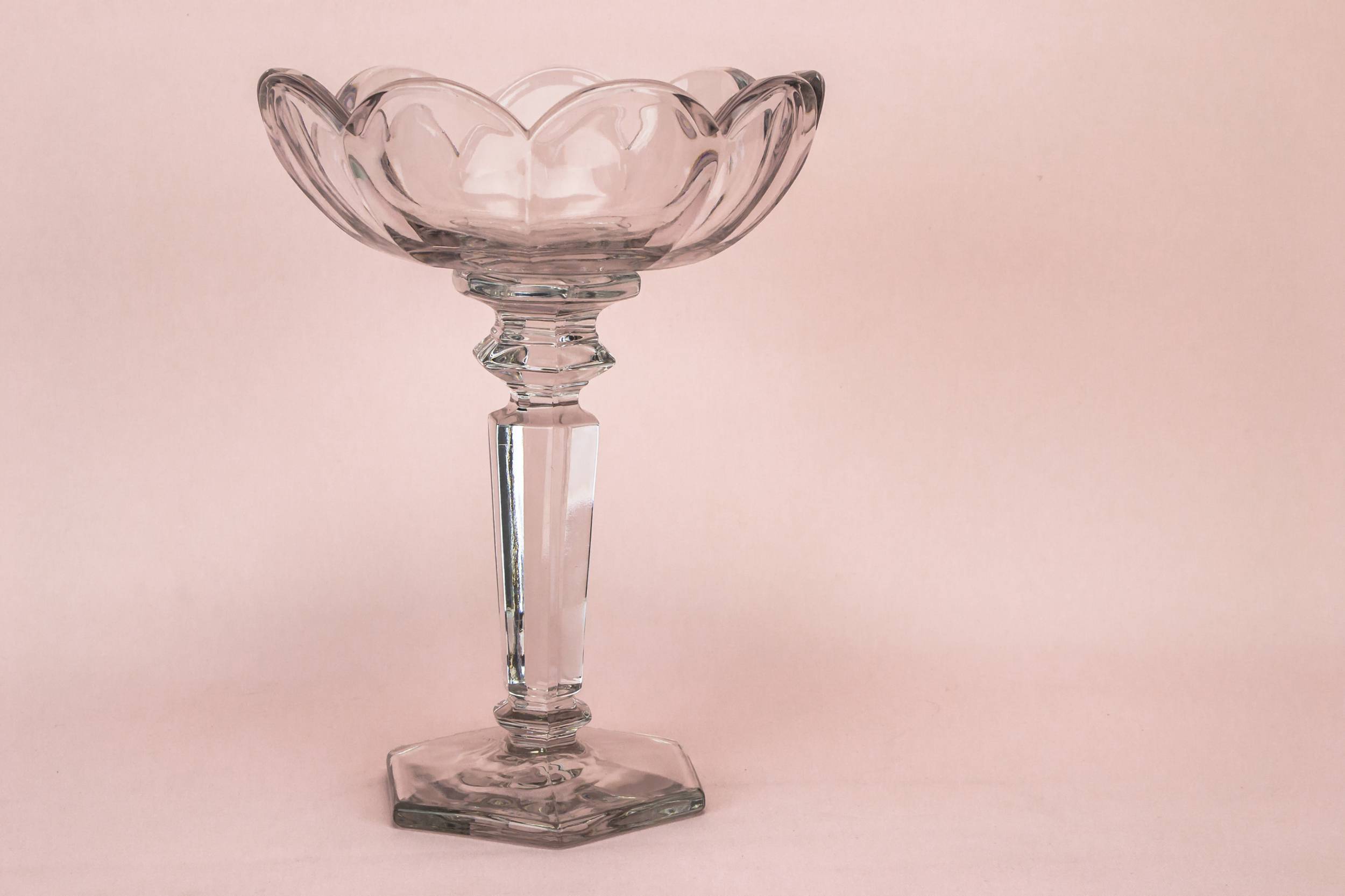 Art Deco Vintage — Tall glass centrepiece bowl 3