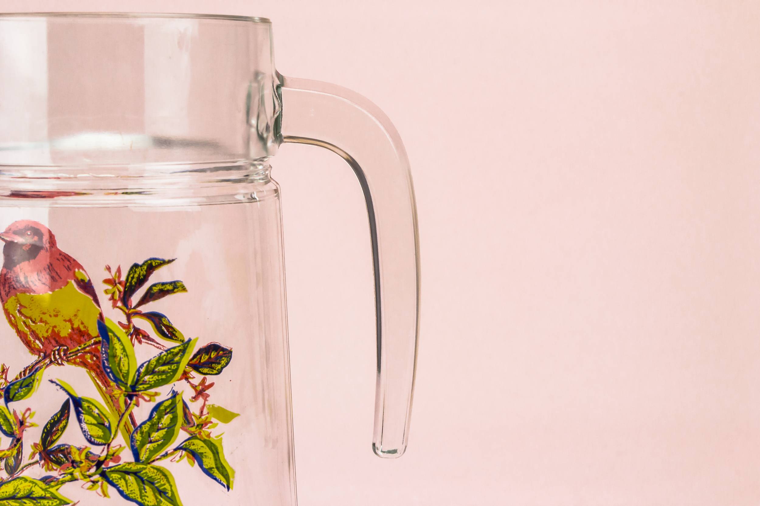 Vintage Charming Milk — Pimms red birds glass jug 1