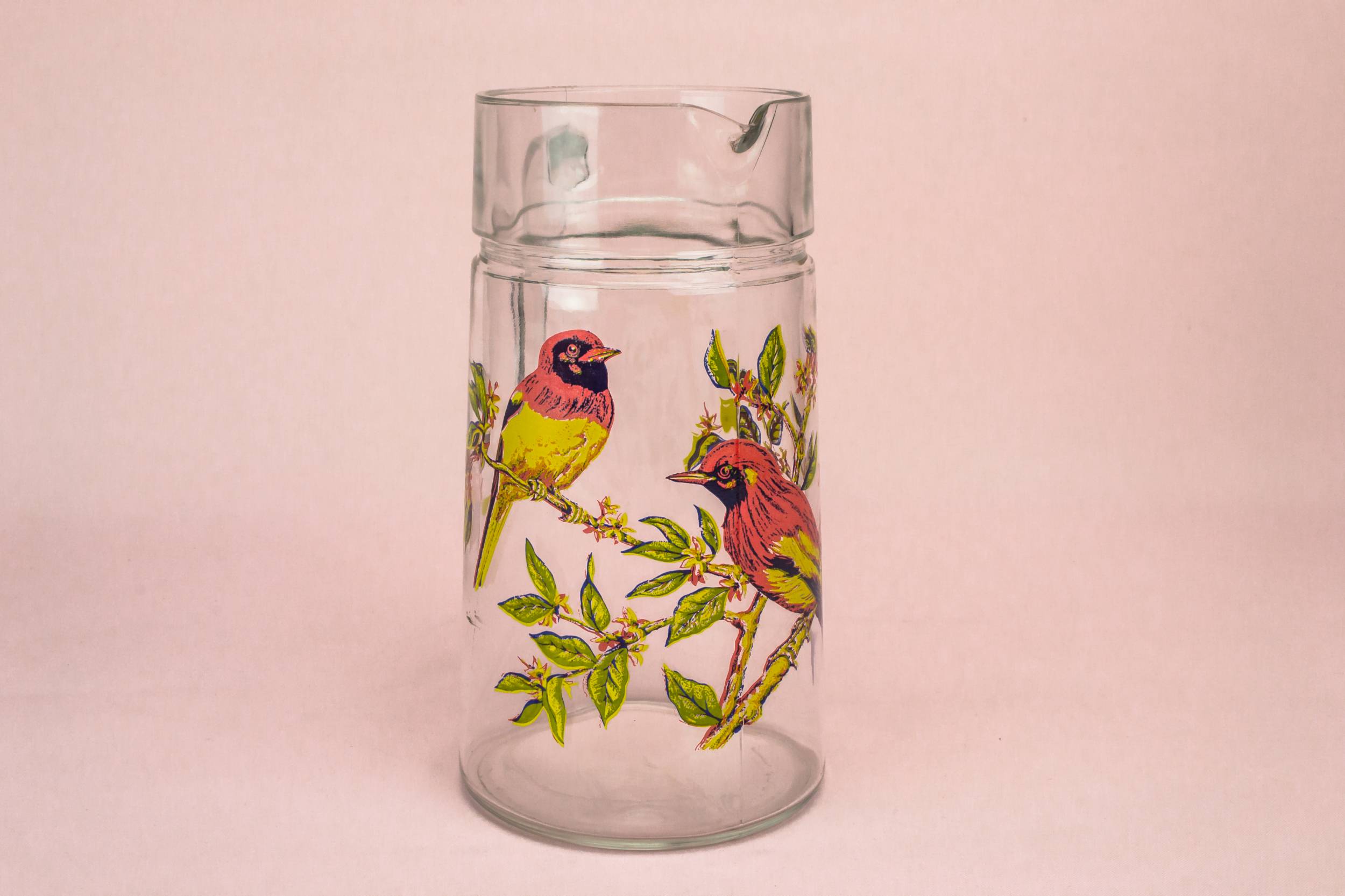 Vintage Charming Milk — Pimms red birds glass jug 2