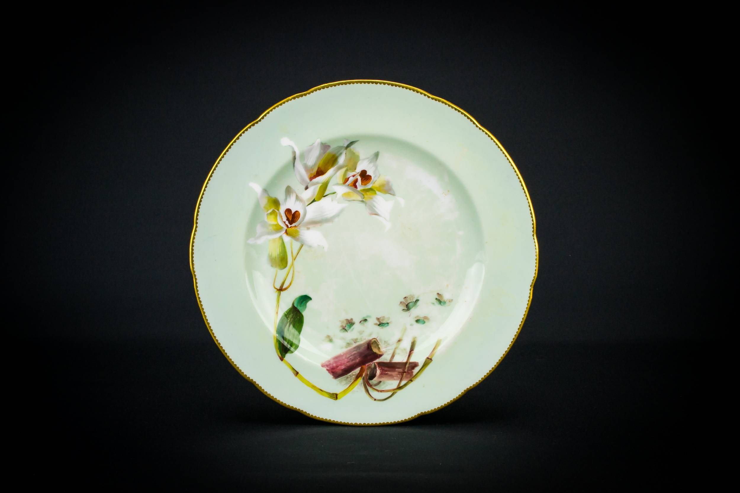 Porcelain Antique Minton — Rare orchid dinner plate
