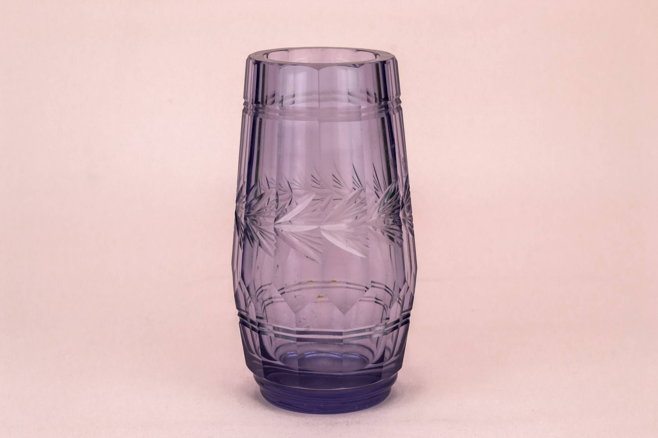 Antique Glass Faceted — Amethyst glass vase