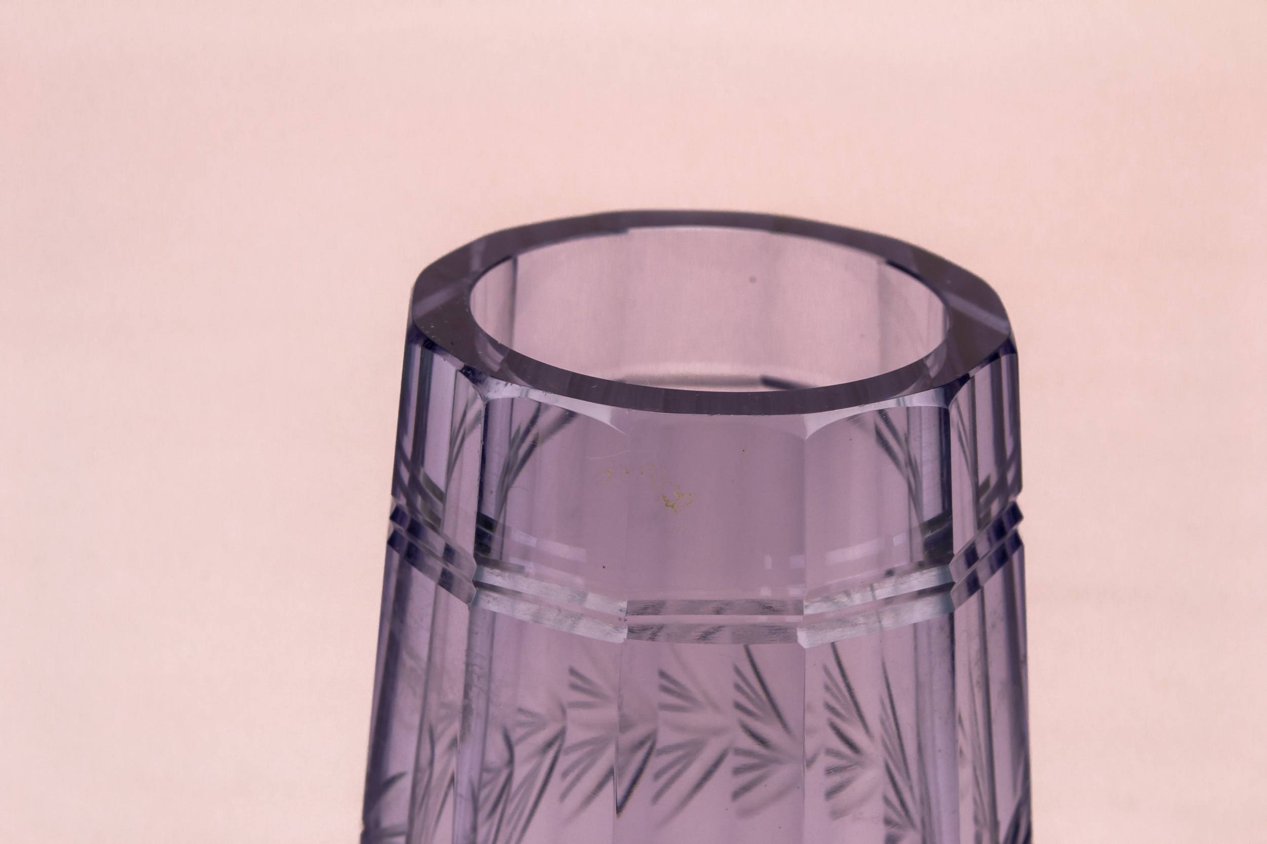 Antique Glass Faceted — Amethyst glass vase 2