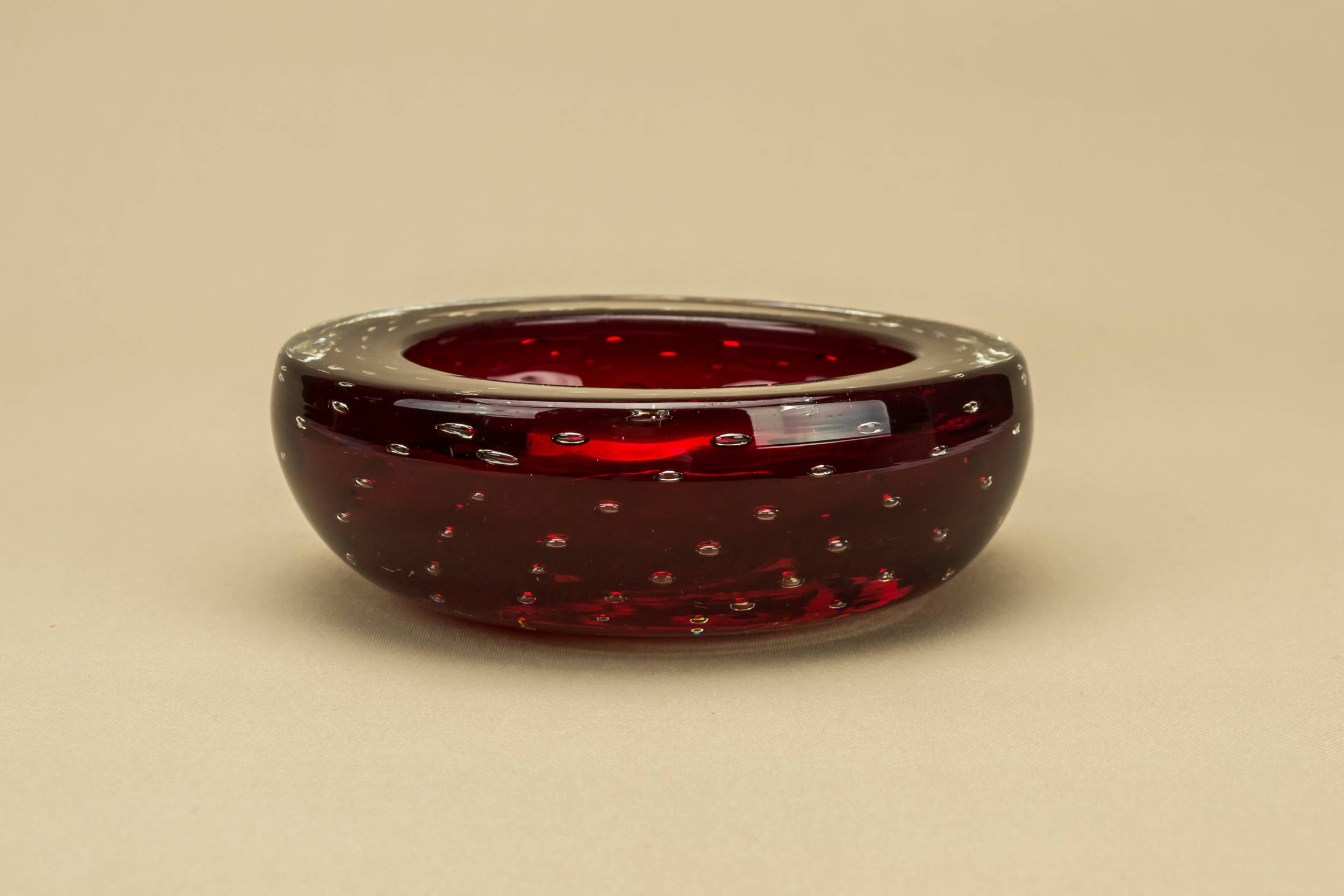 Ruby Red Bubble — Whitefriars red glass bowl 1