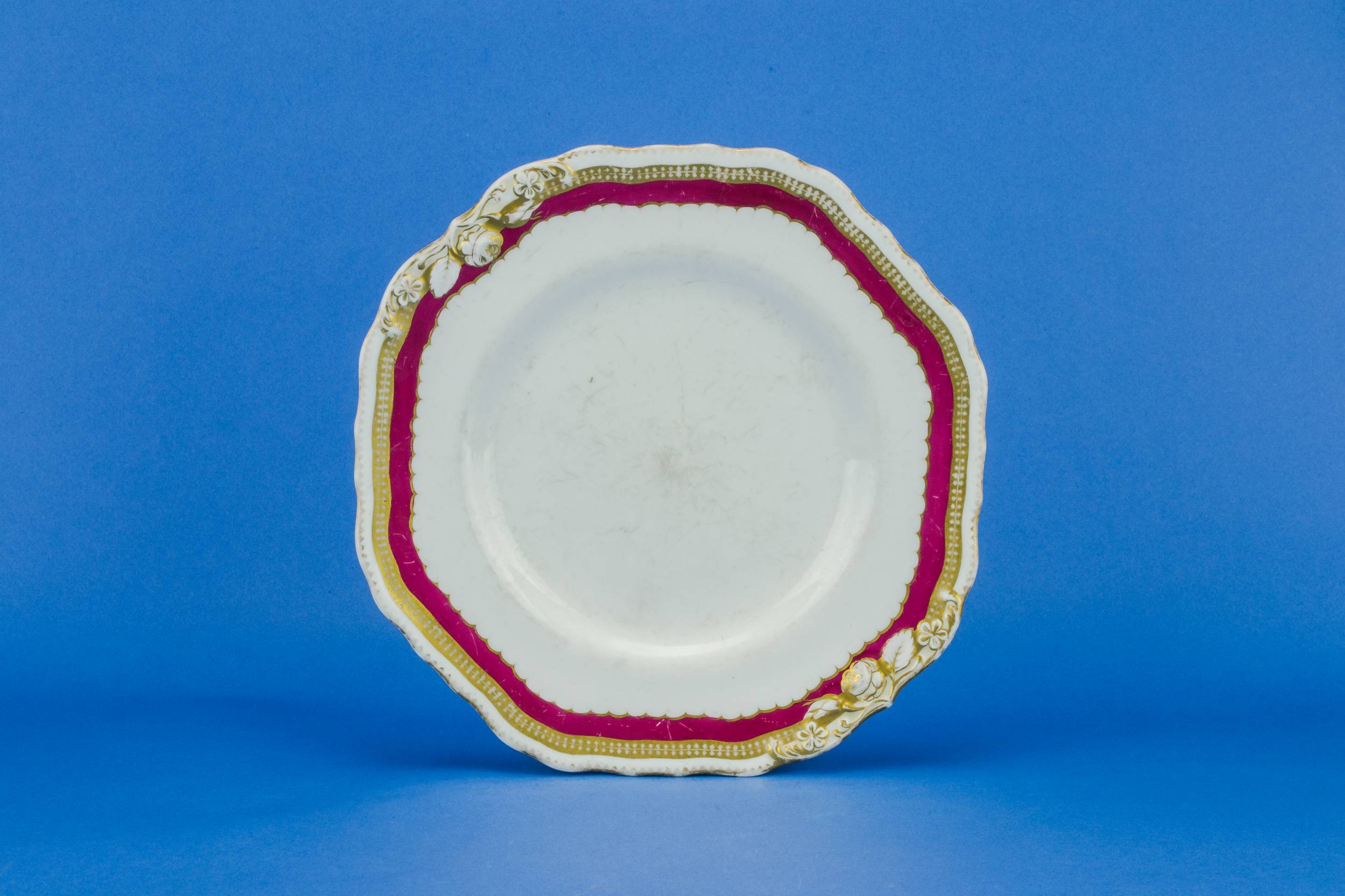 Porcelain Antique CAKE — Copeland crimson cake plate