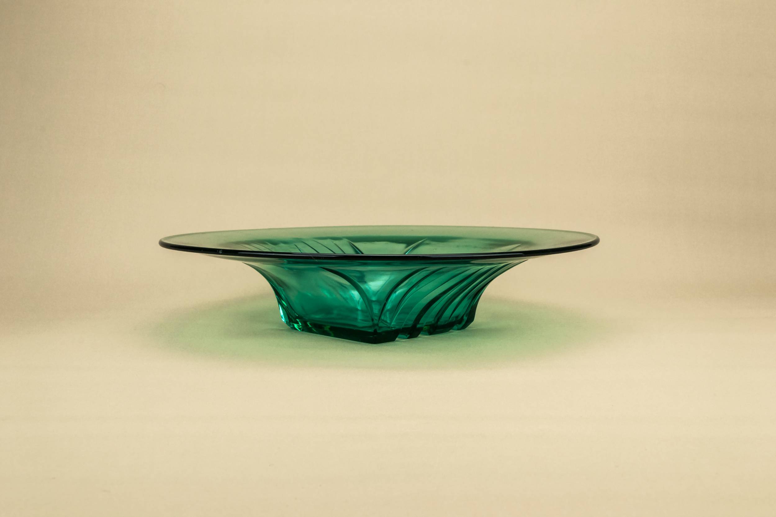 Modernist Stylish Stripes — Large green glass bowl 1